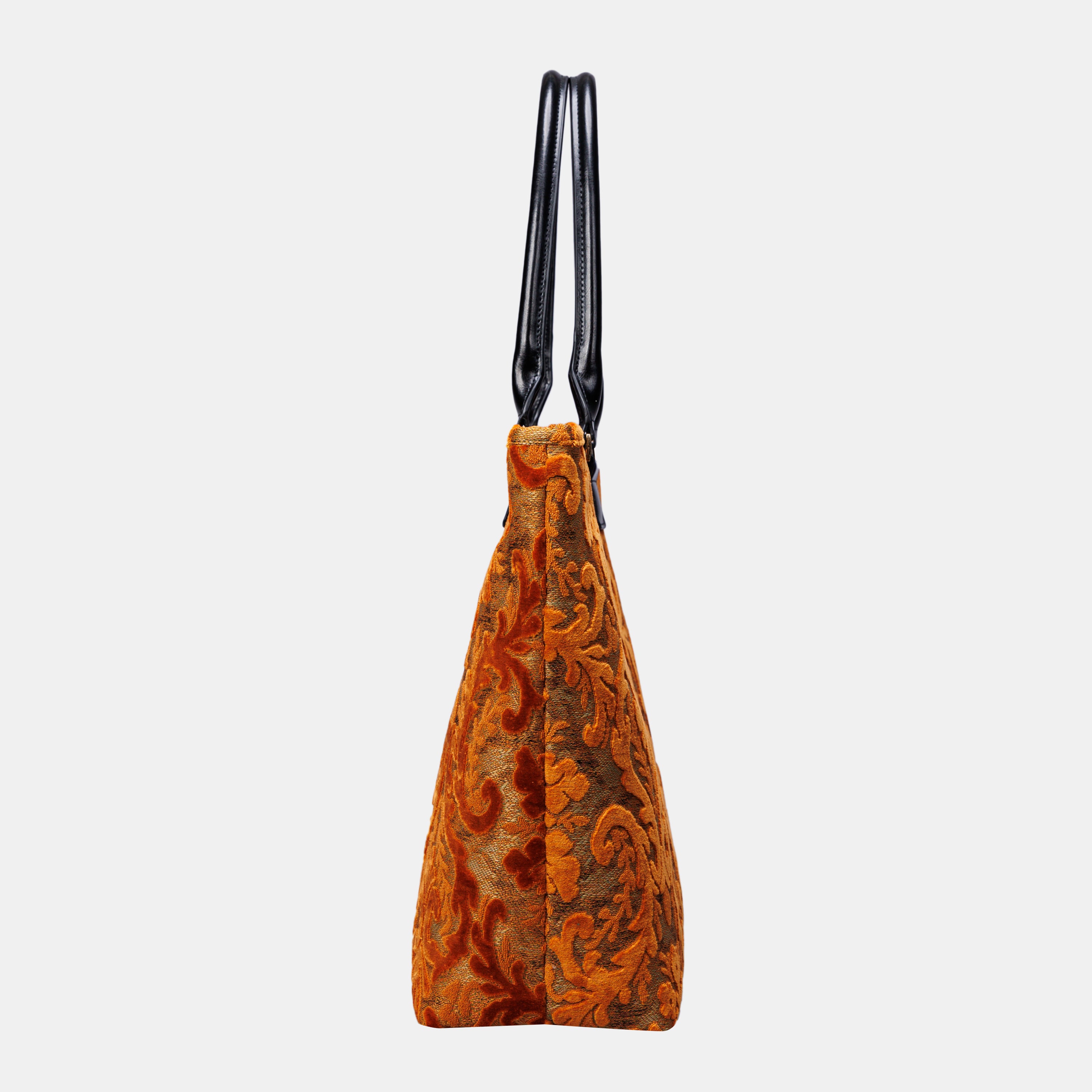Burnout Velvet Orange Carpet Tote Shopper carpet bag of America side