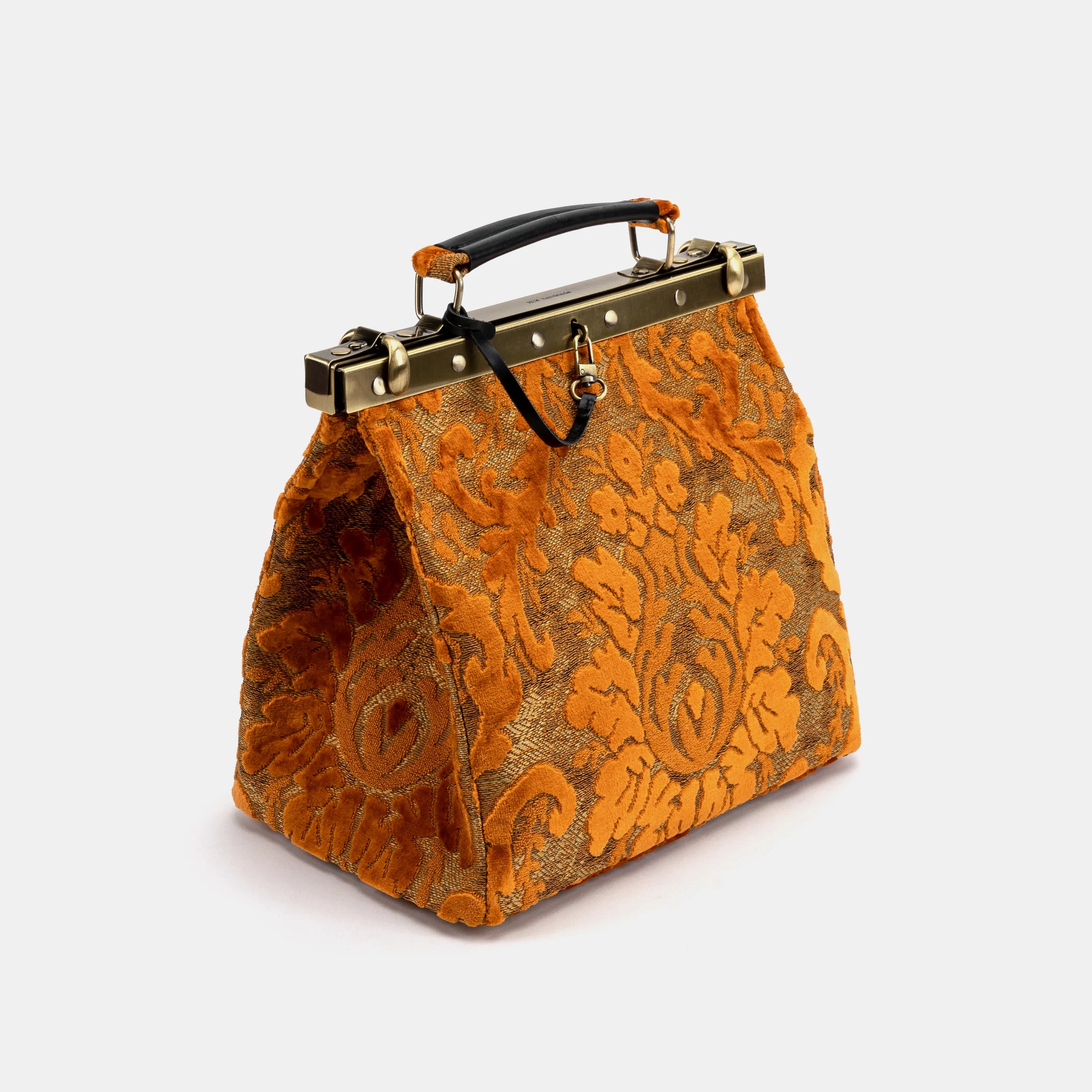 Burnout Velvet Orange Cecile Carpet Purse Gladstone Bag of America side