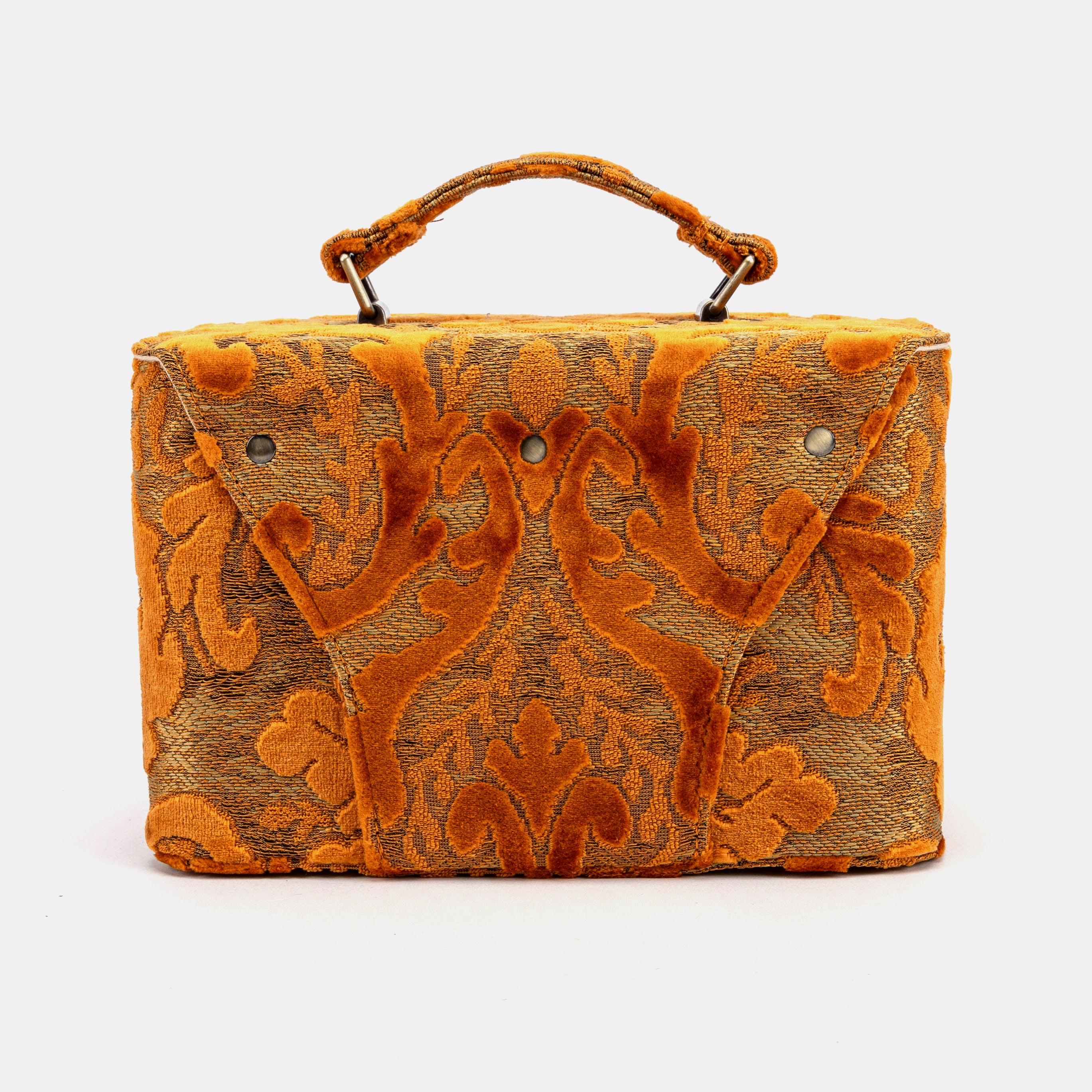 Burnout Velvet Orange Clara Medium Train Case Purse of America back