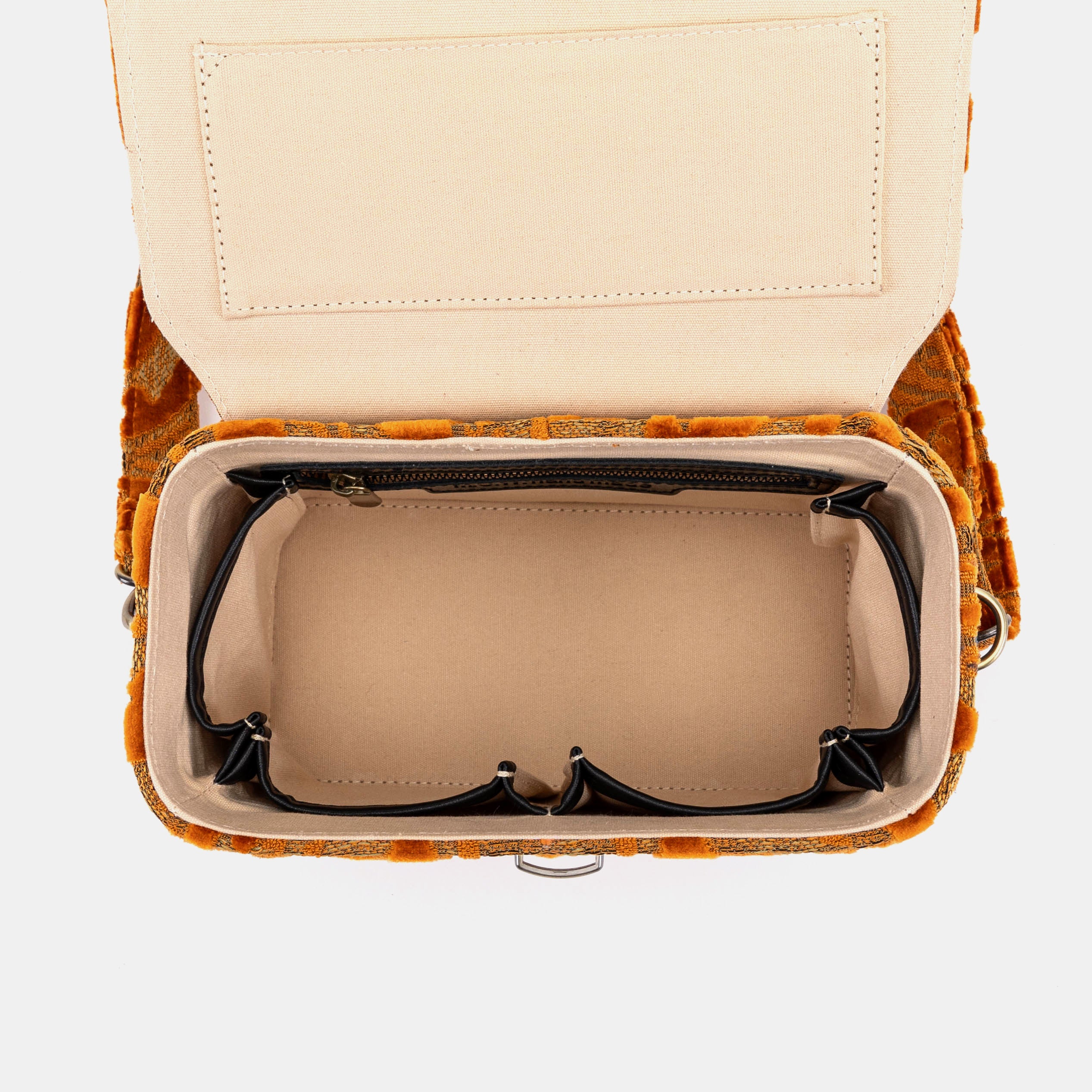 Burnout Velvet Orange Clara Medium Train Case Purse