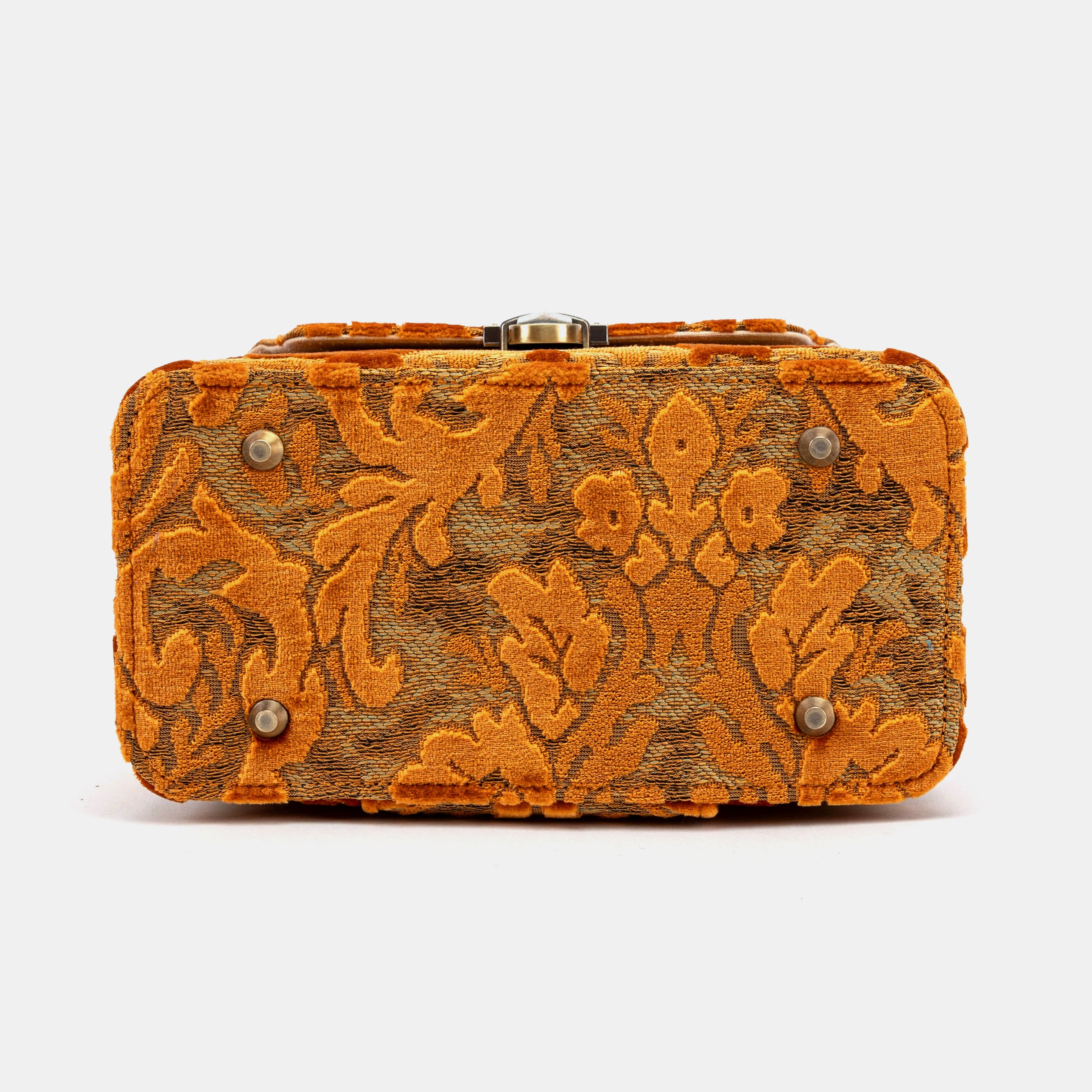 Burnout Velvet Orange Clara Medium Train Case Purse of America bottom