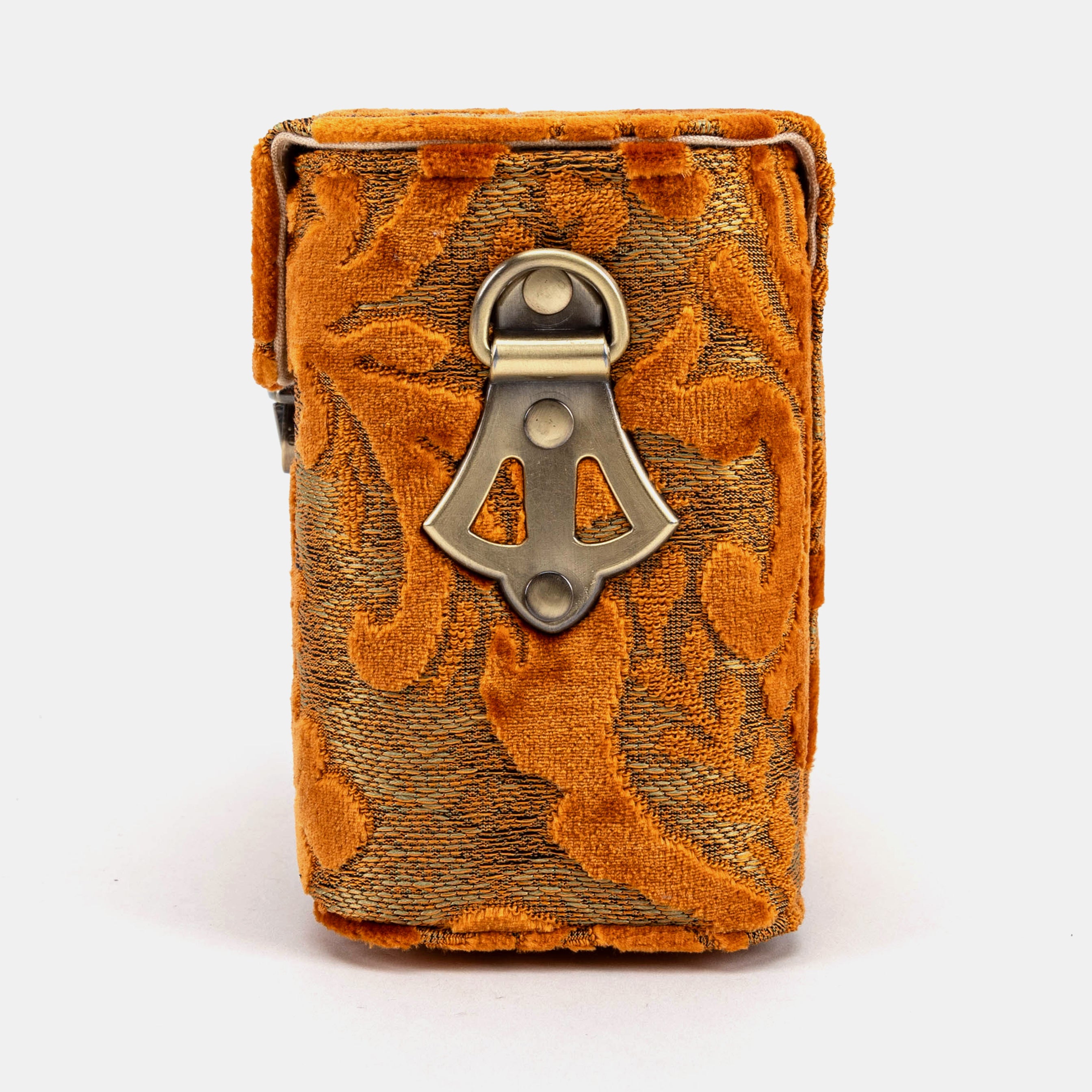 Burnout Velvet Orange Emma Small Train Case Crossbody of America side
