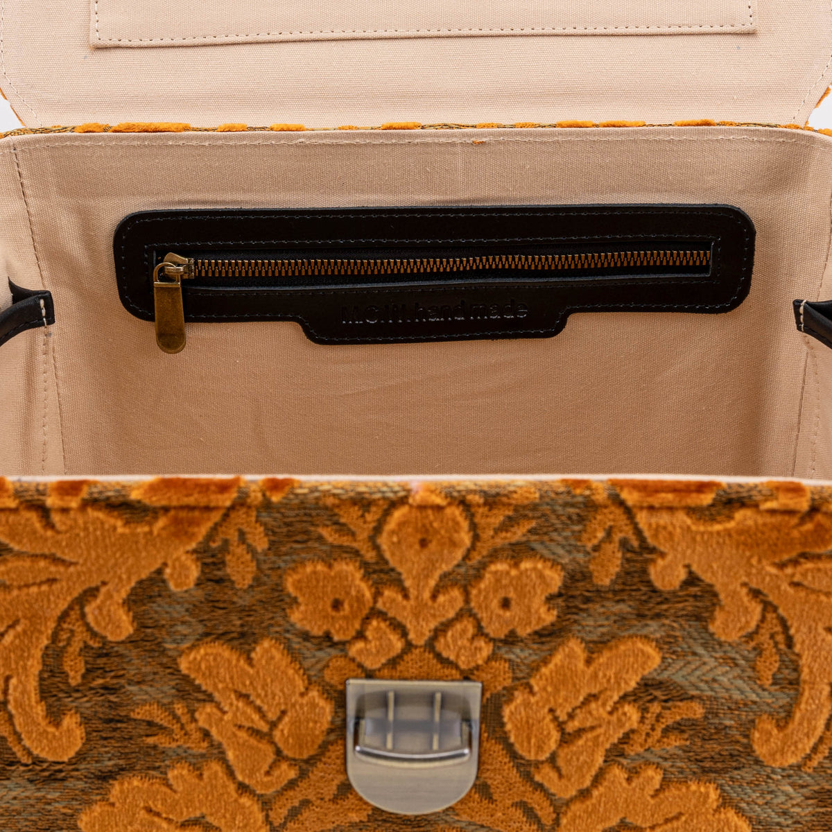 Burnout Velvet Orange Josephine Large Train Case of America inside zipper
