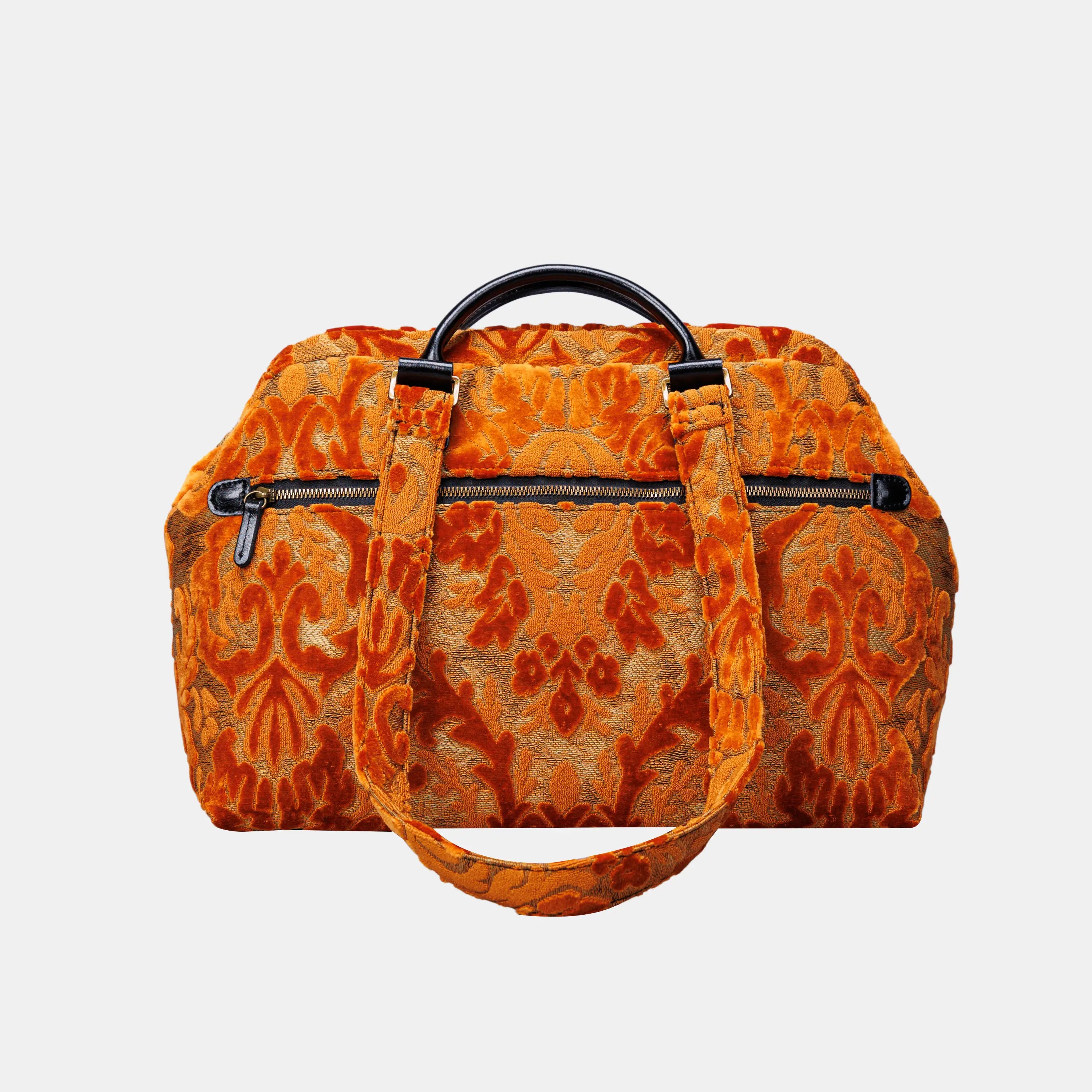 Burnout Velvet Orange Knitting Project Bag of America-back