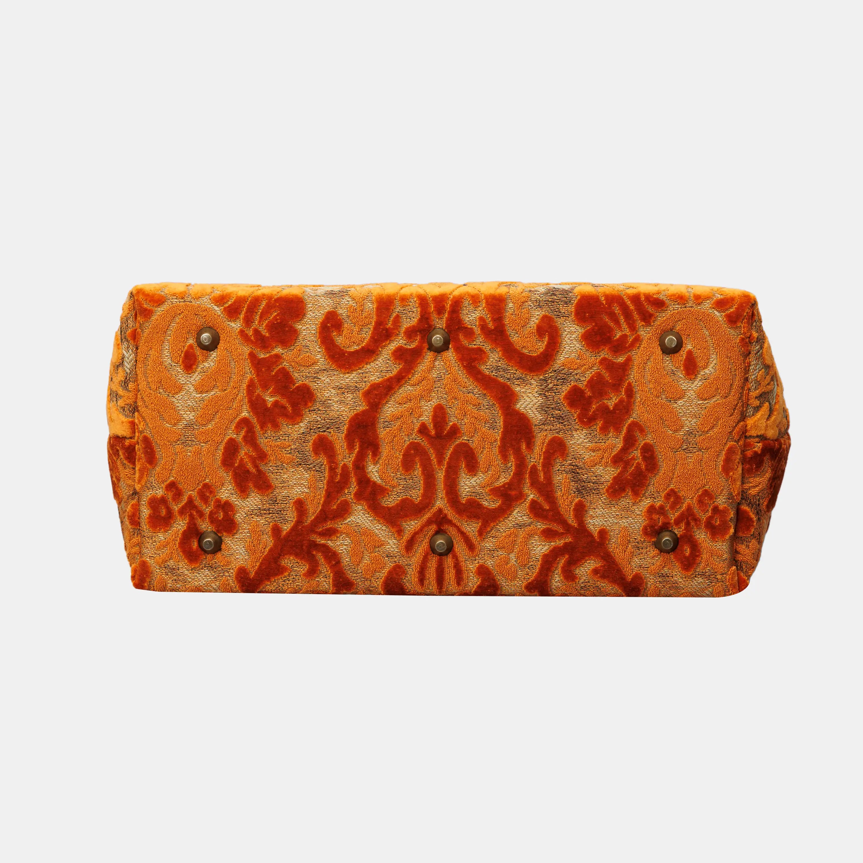Burnout Velvet Orange Knitting Project Bag of America-bottom
