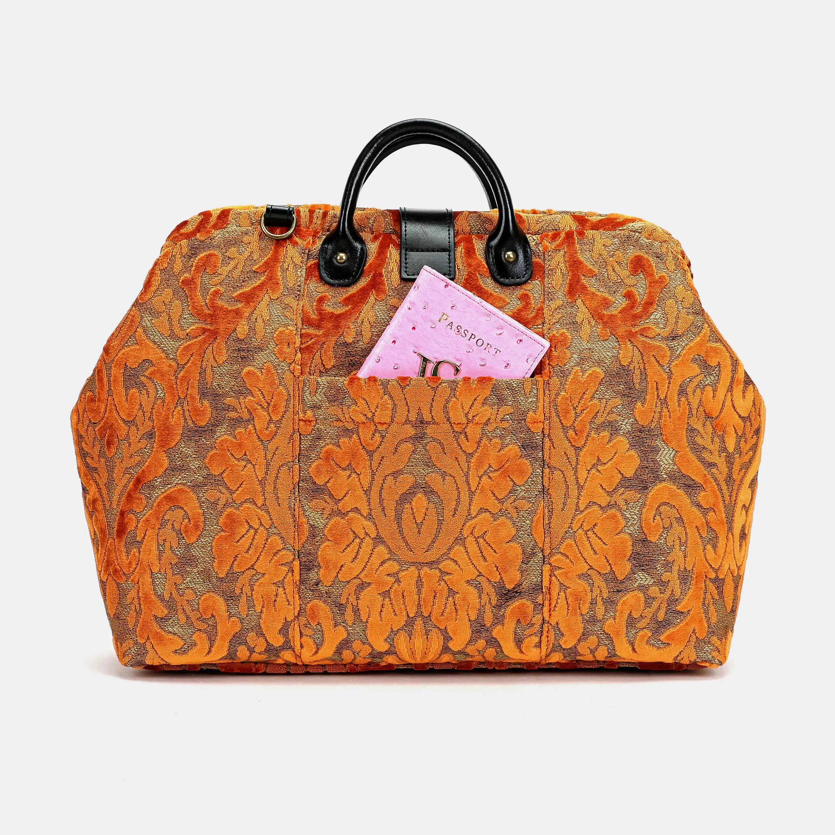 Burnout Velvet Orange Laptop Work Bag of America back