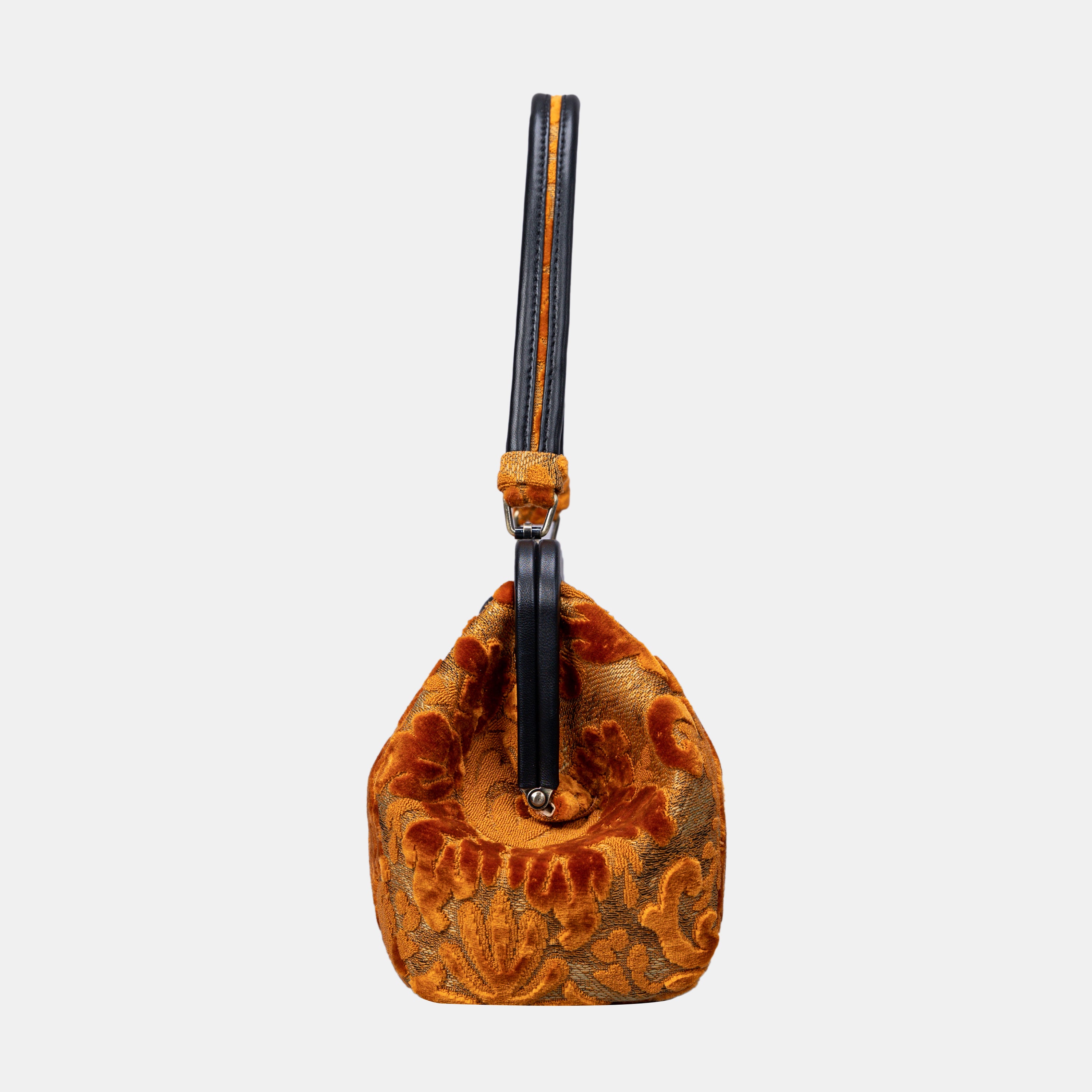 Burnout Velvet Orange Shoulder Bag left