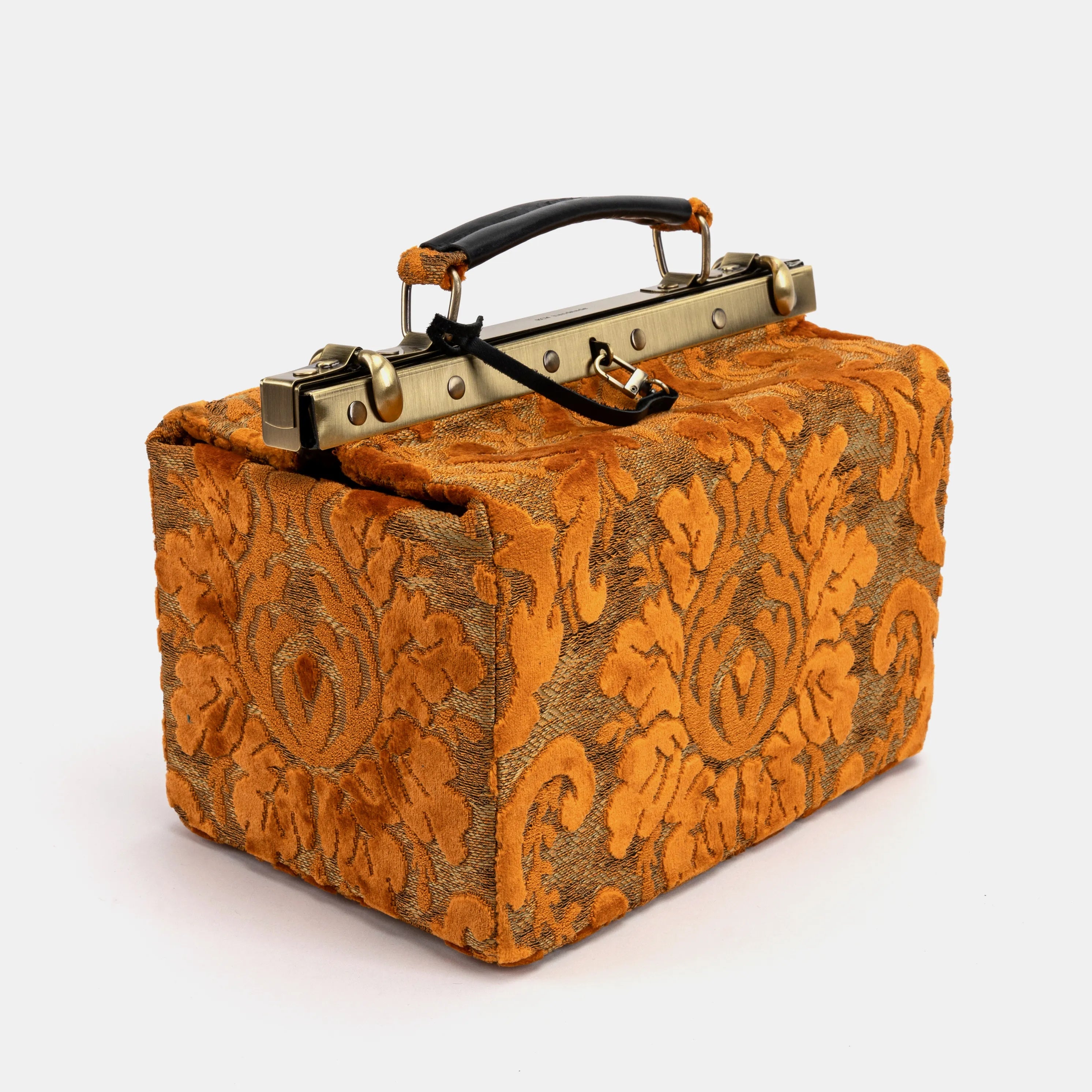 Burnout Velvet Orange Vivienne Carpet Purse Gladstone Bag America side