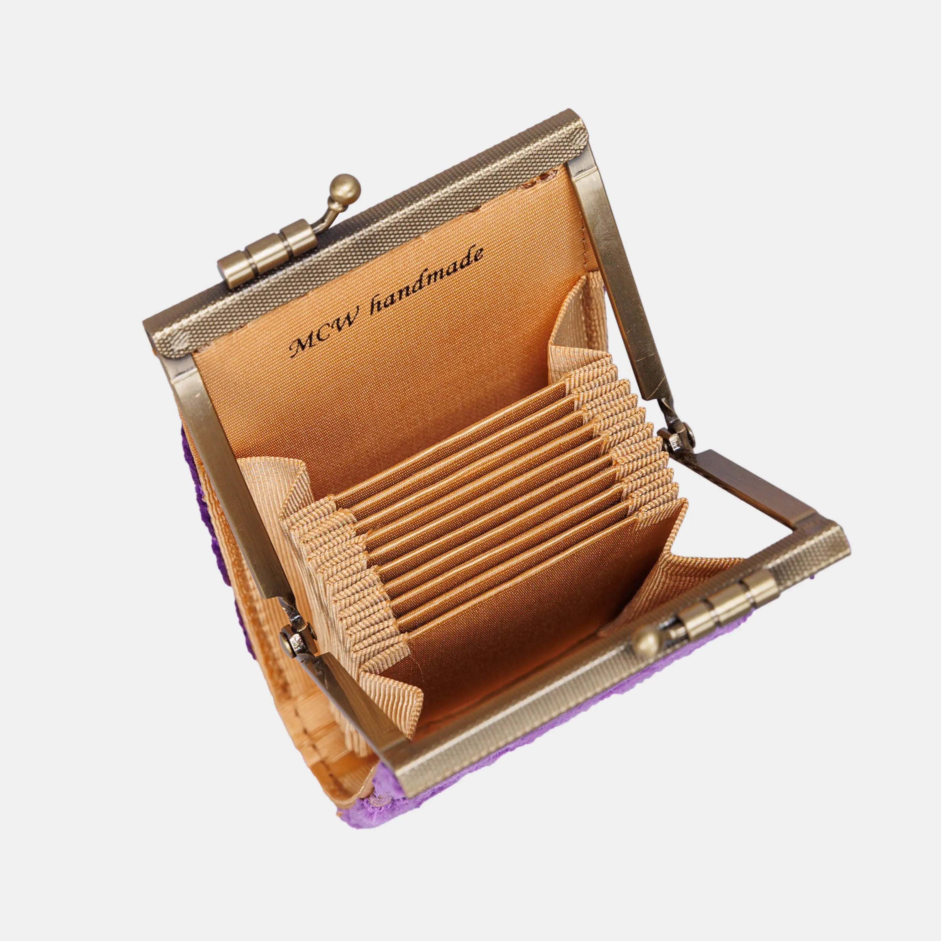 Burnout Velvet Purple Card Wallet of America 11 slots inside