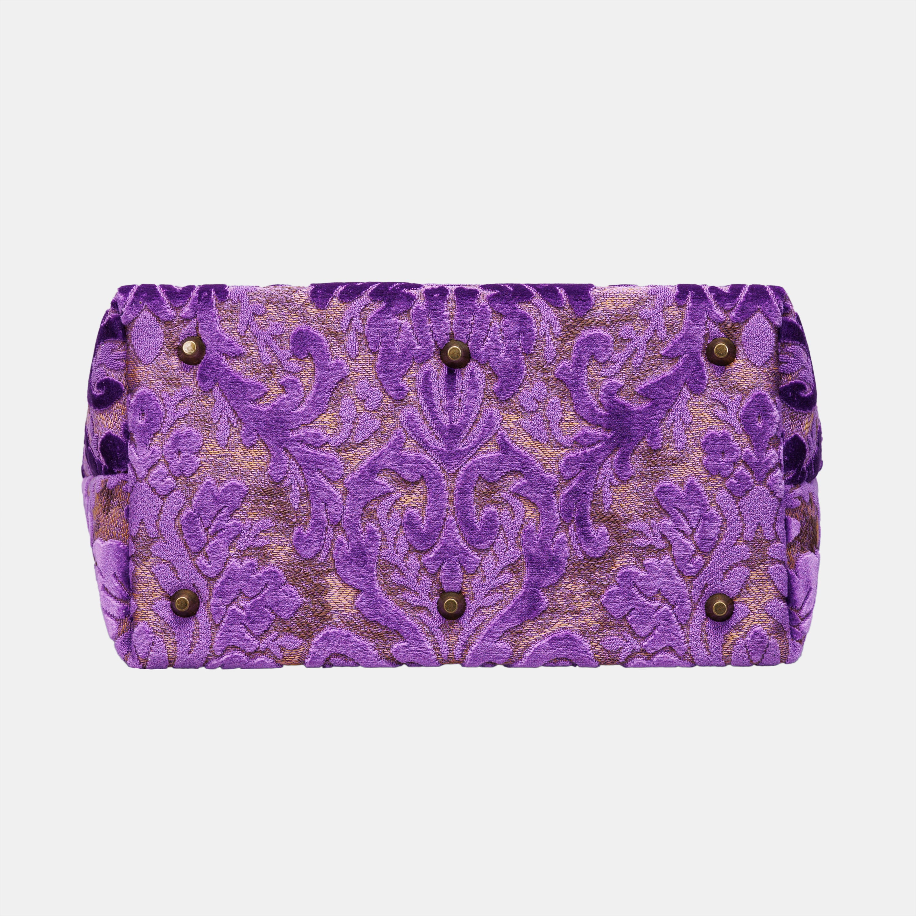 Burnout Velvet Purple Carpet Handbag Purse carpet bag MCW Handmade of America bottom