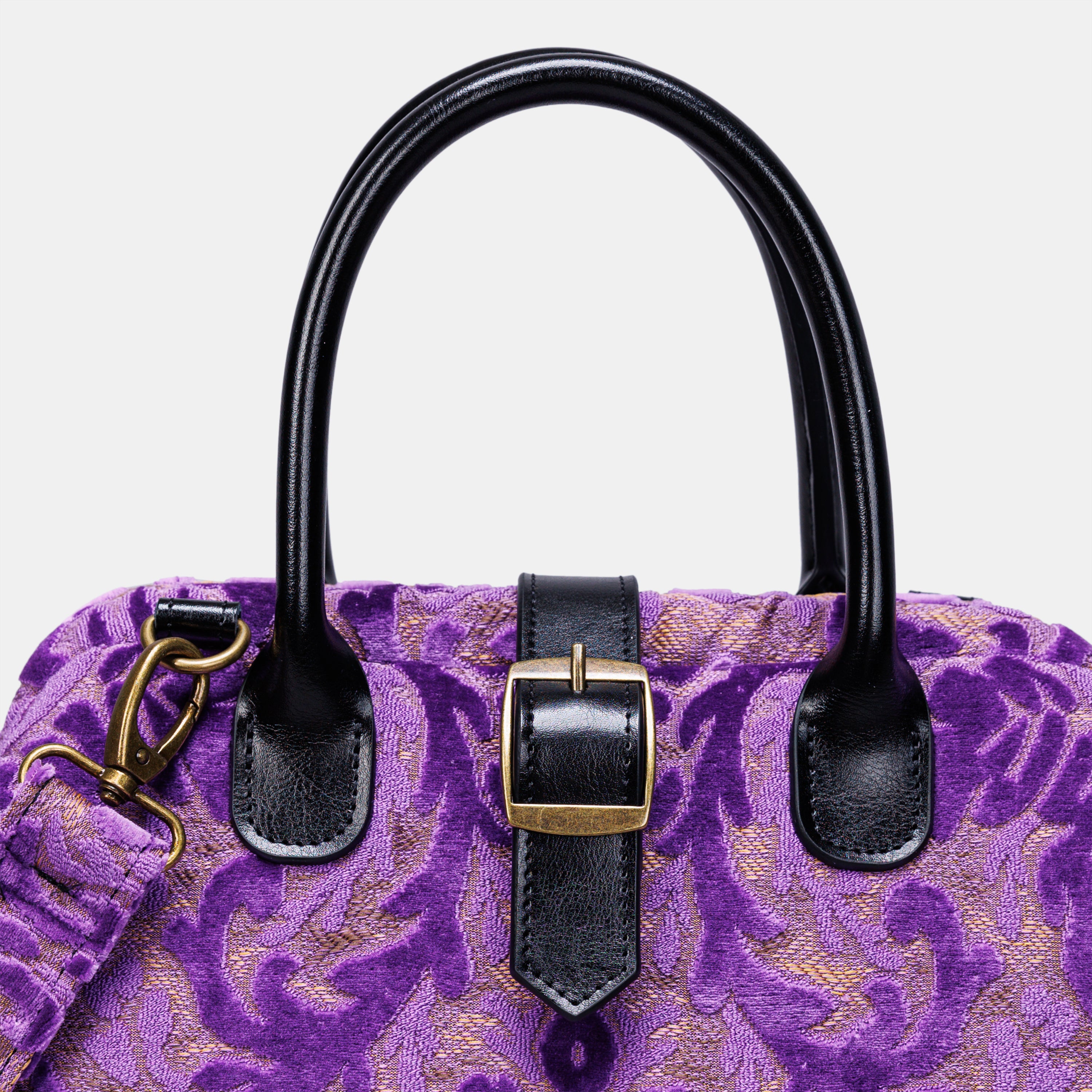 Burnout Velvet Purple Carpet Handbag Purse carpet bag MCW Handmade of America buckle