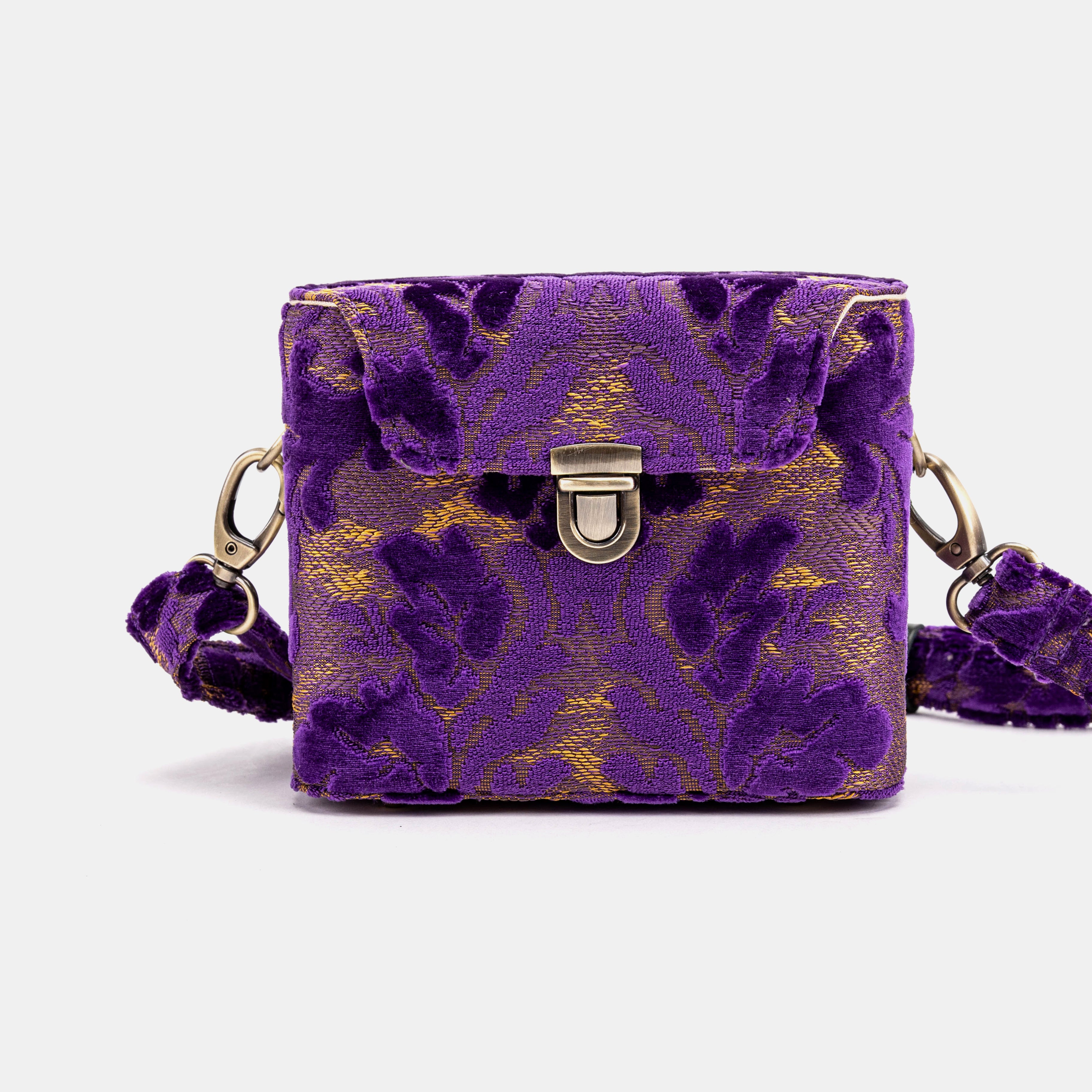 Burnout Velvet Purple Emma Small Train Case Crossbody of America main