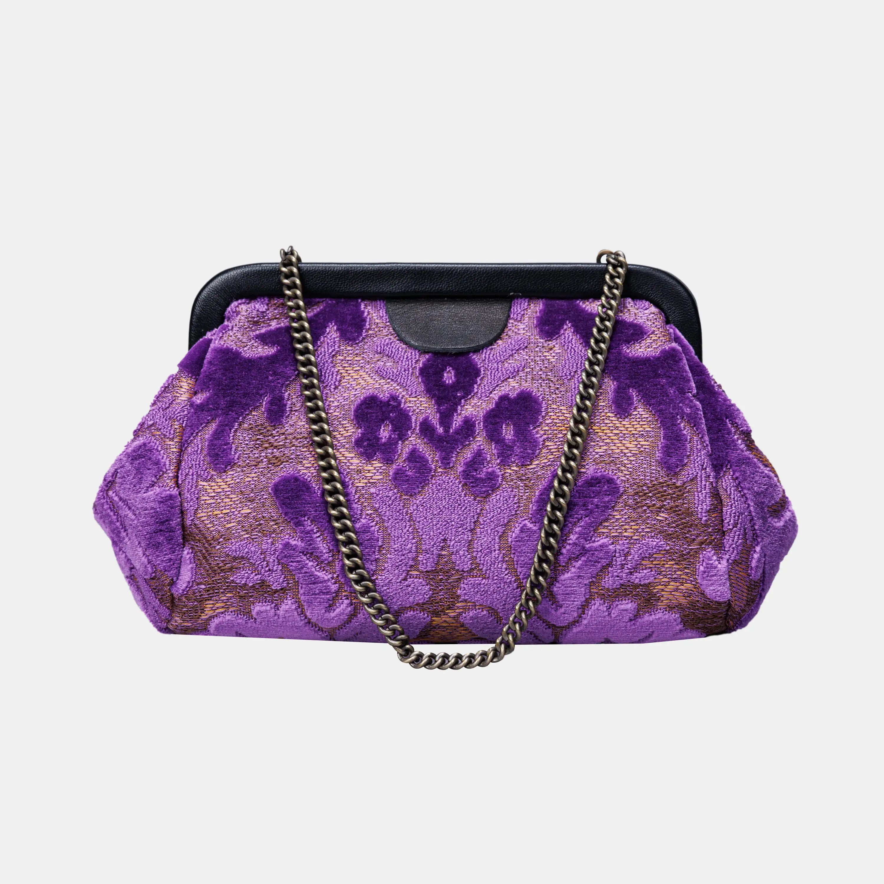 Burnout Velvet Purple Evening Bag Clutch carpet bag of America main