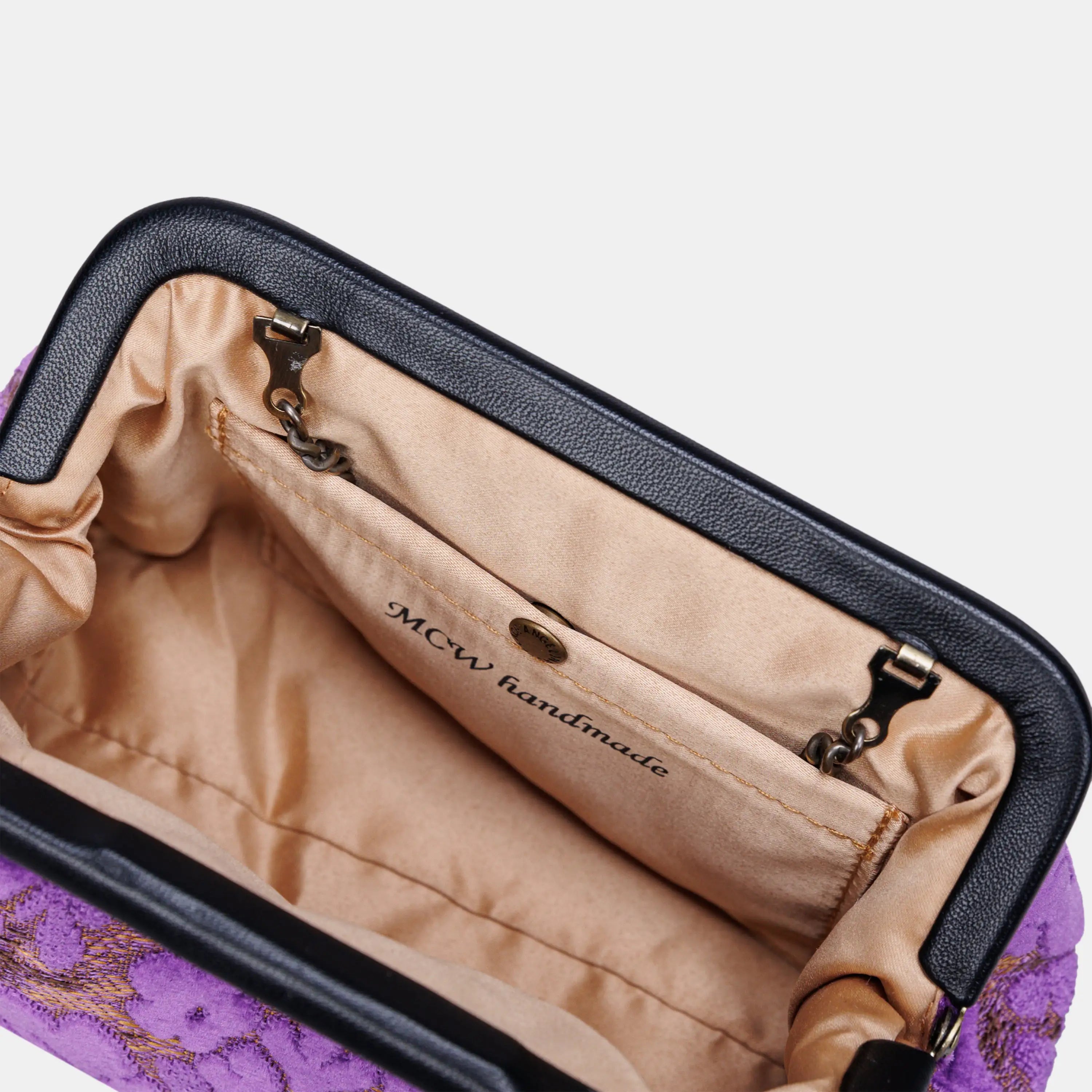 Burnout Velvet Purple Evening Bag Clutch carpet bag of America detail
