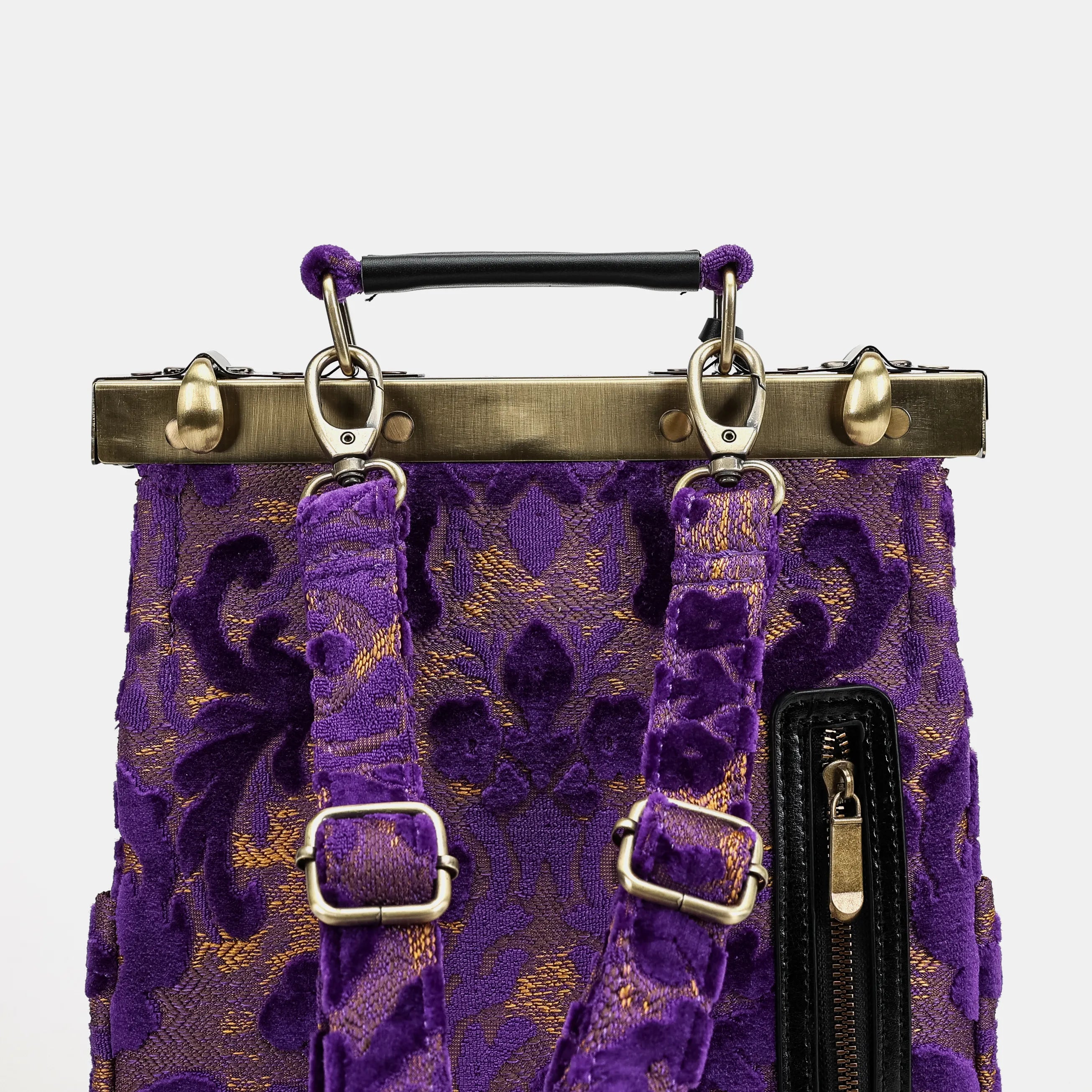 Burnout Velvet Purple Helena Carpet Gladstone Backpack of America back details
