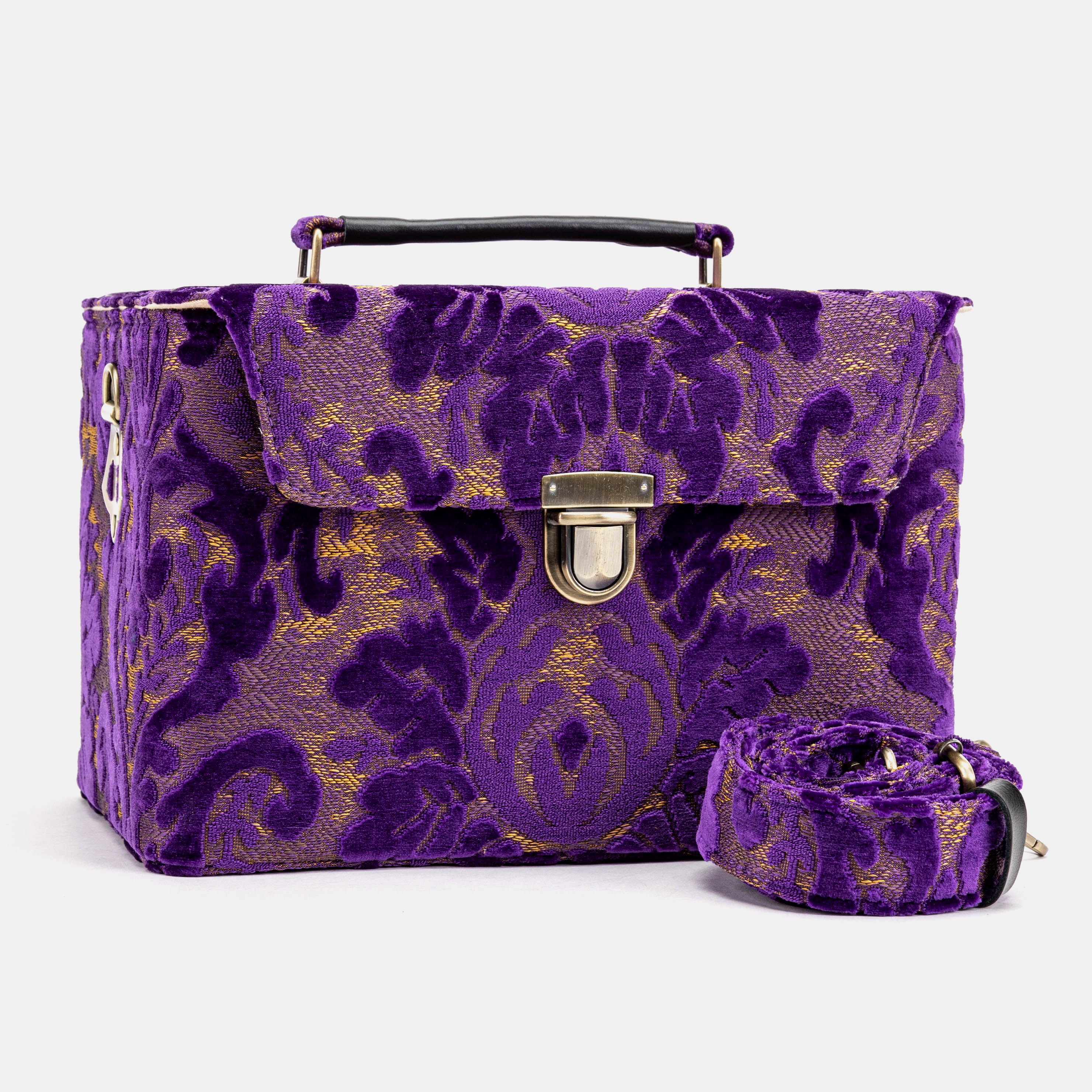 Burnout Velvet Purple Josephine Large Train Case with handle