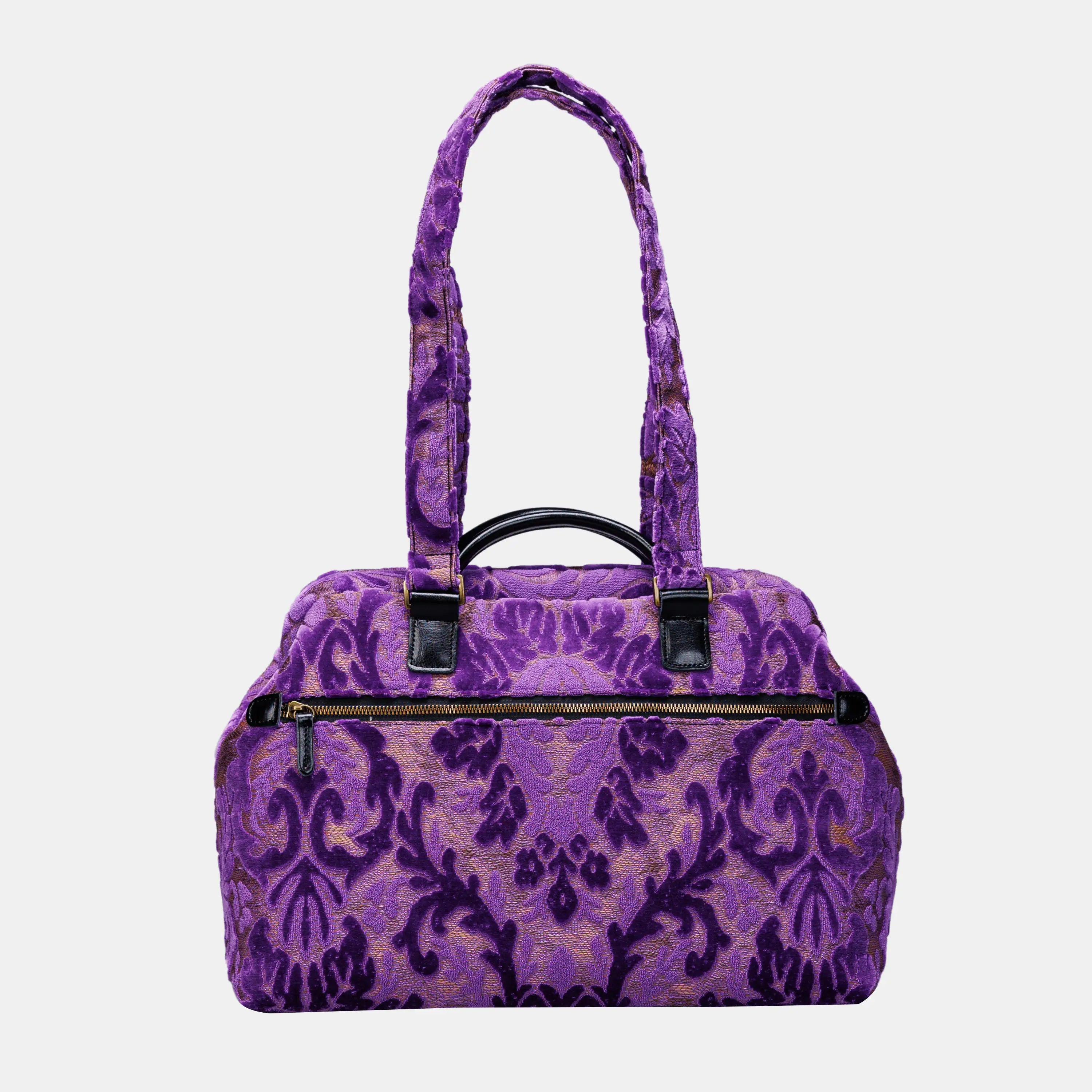 Burnout Velvet Purple Knitting Project Bag of America-with shoulder strap
