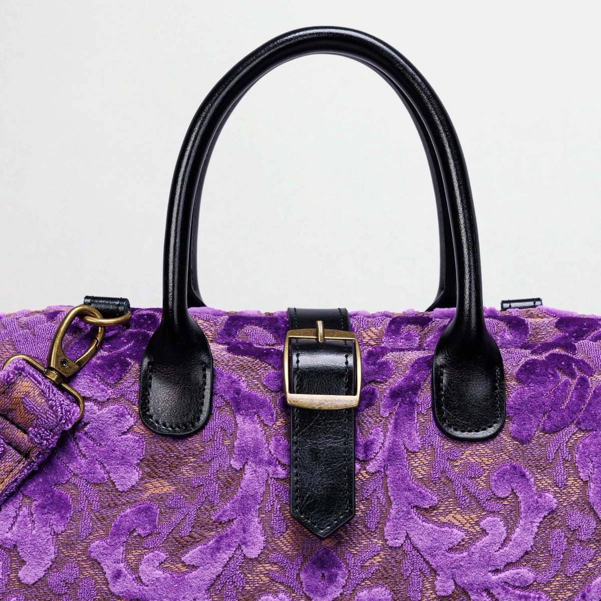 Burnout Velvet Purple Mary Poppins Weekender Carpetbag of America buckle