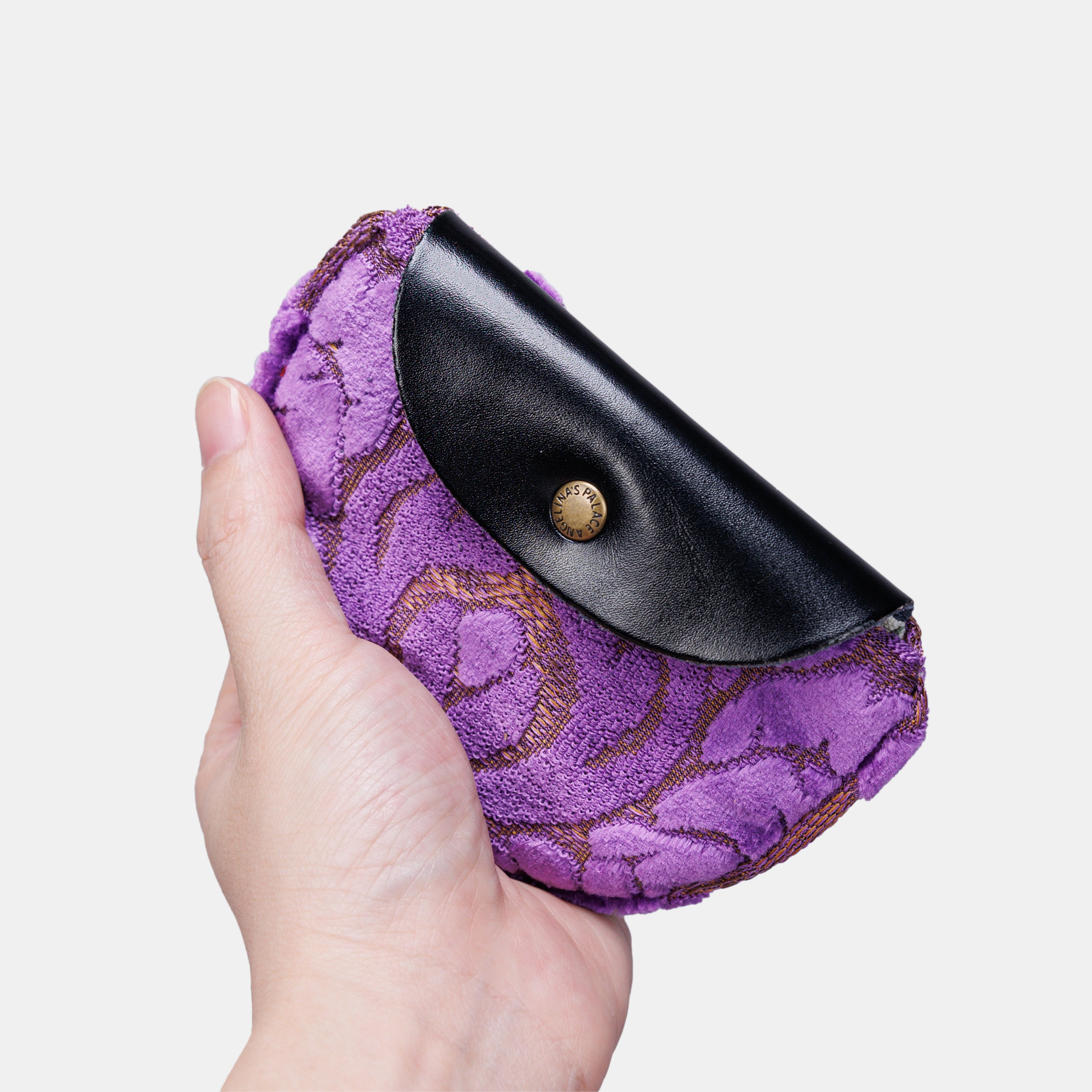 Burnout Velvet Purple Flap Coin Purse of America main