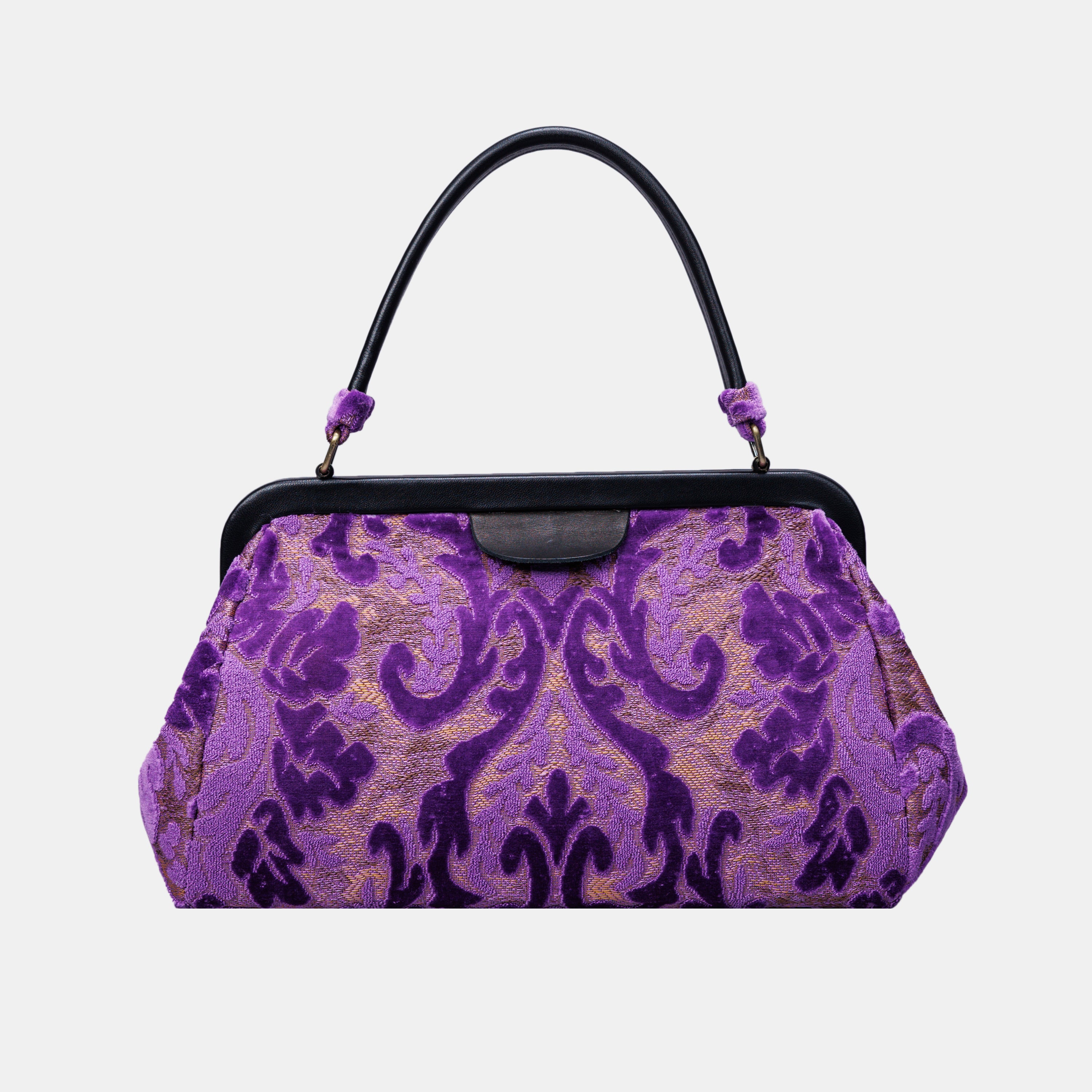Burnout Velvet Purple Top Handle Purse carpet bag of America main
