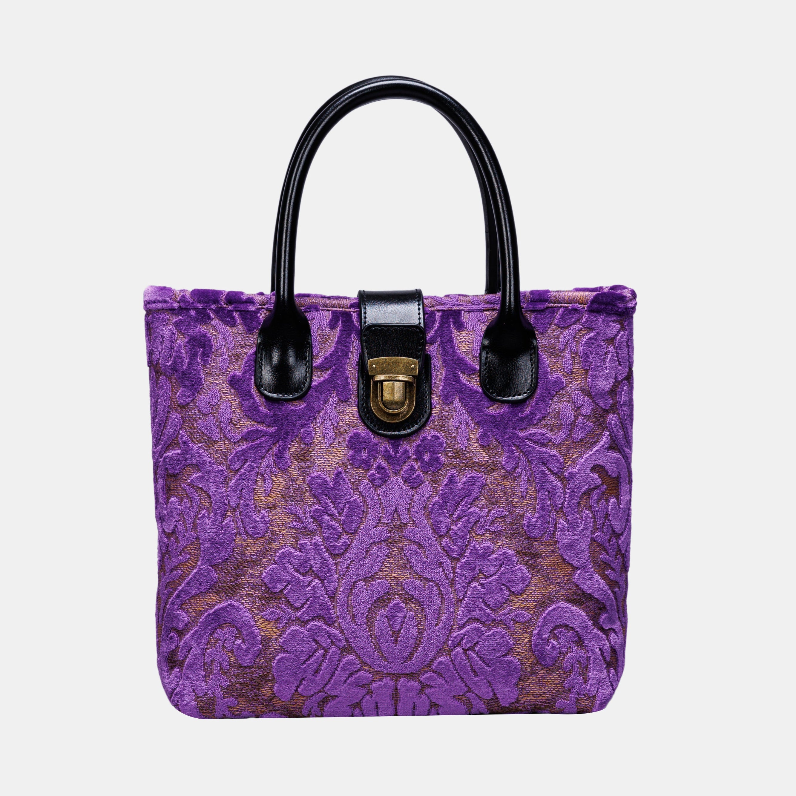 Burnout Velvet Purple Tuck Lock Carpet Satchel carpet bag MCW Handmade of America main