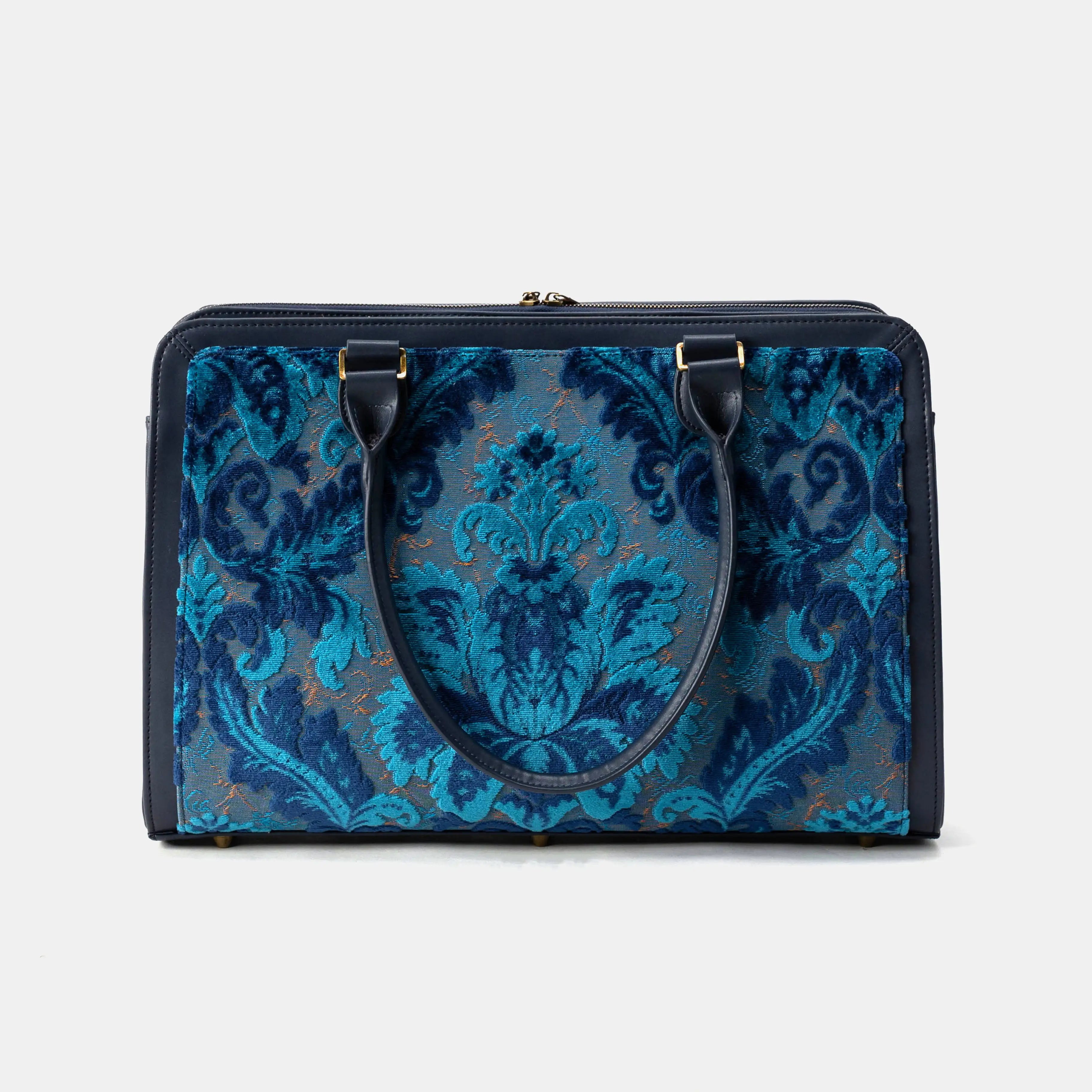 Burnout Velvet Revival Aqua Business Tote of America with handle
