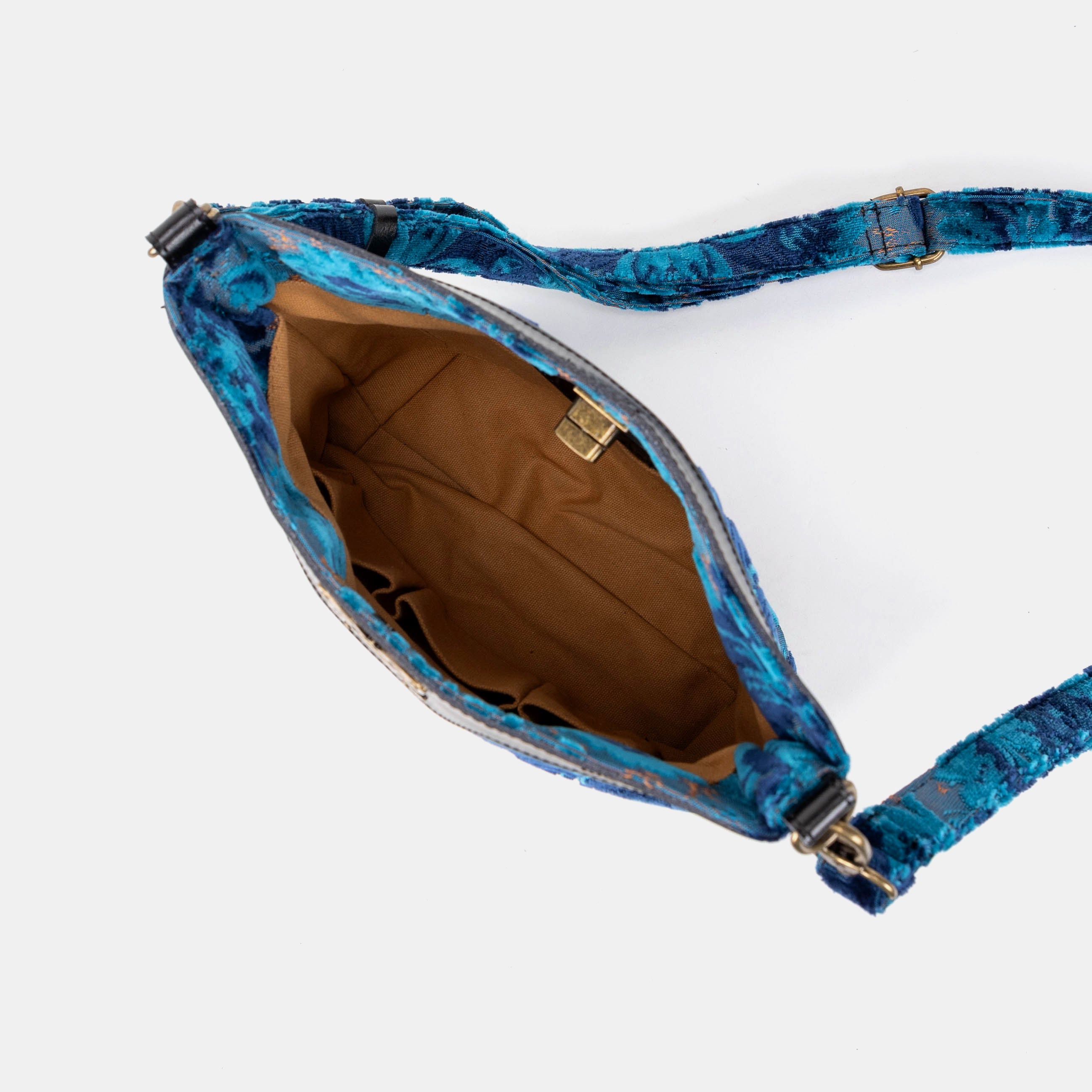 Burnout Velvet Revival Aqua Butterfly Crossbody Bag of America inside