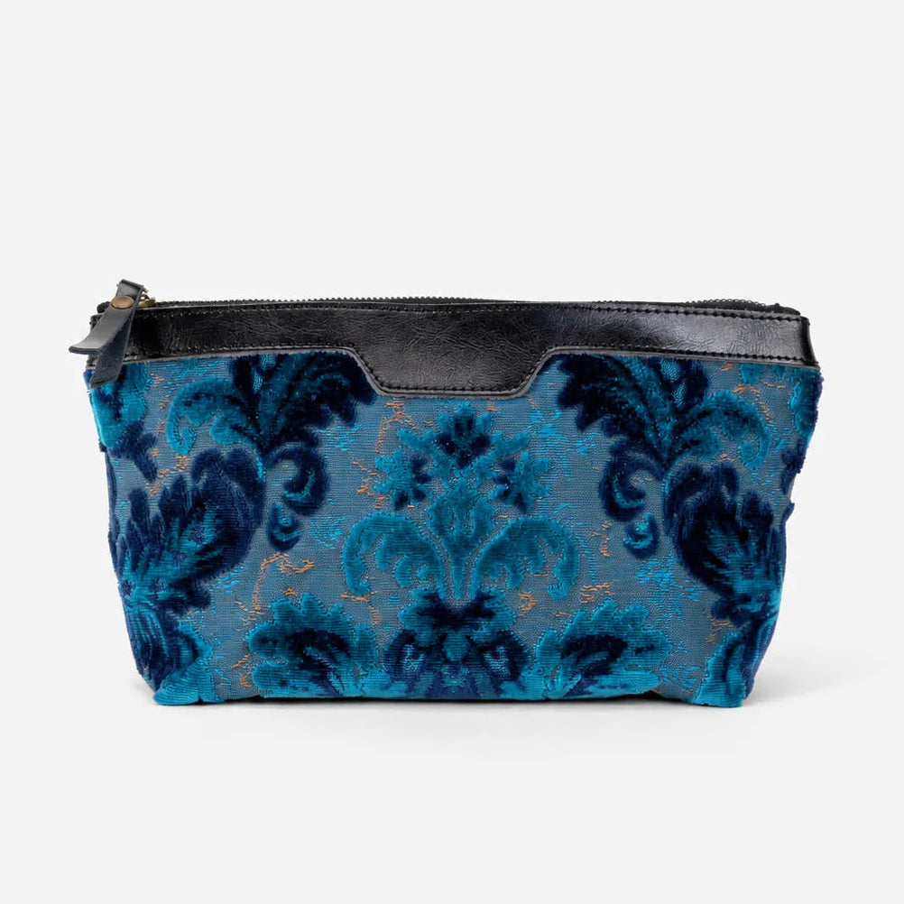 Burnout Velvet Revival Aqua Carpet Makeup Bag of America main