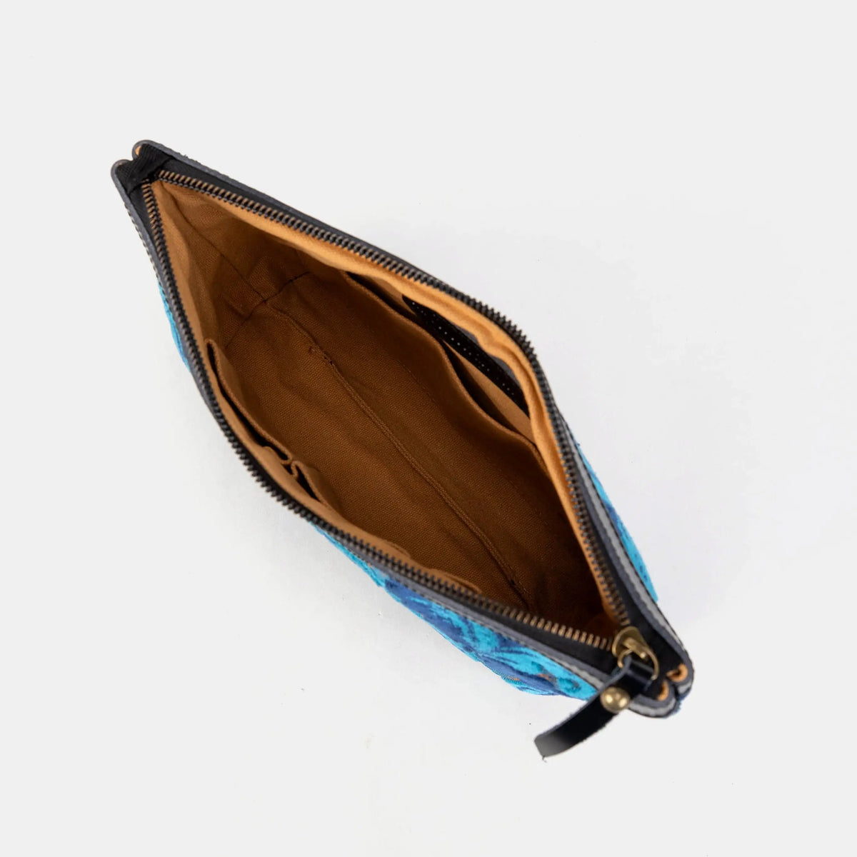 Burnout Velvet Revival Aqua Carpet Makeup Bag of America inside