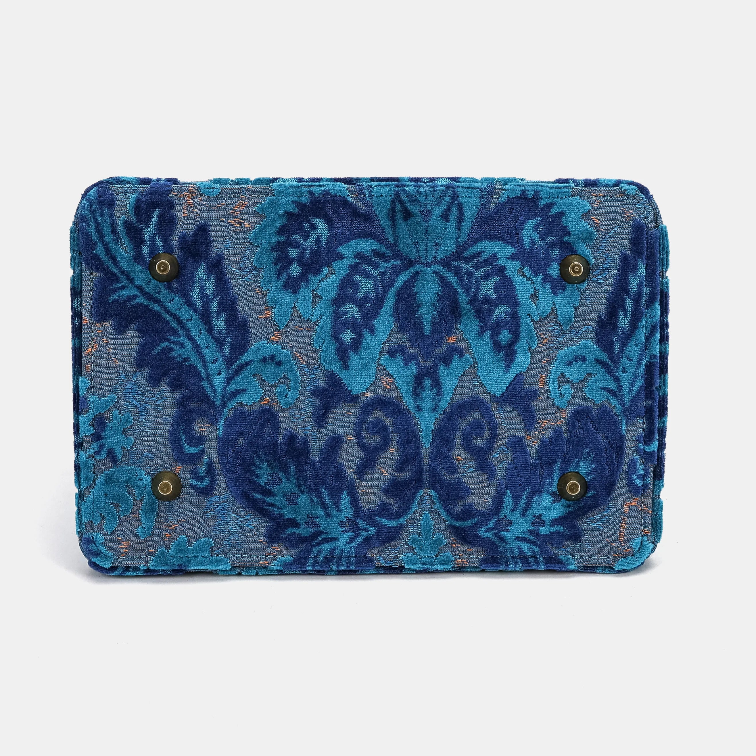 Burnout velvet Revival Aqua Cecile Carpet Purse Gladstone Bag of America bottom