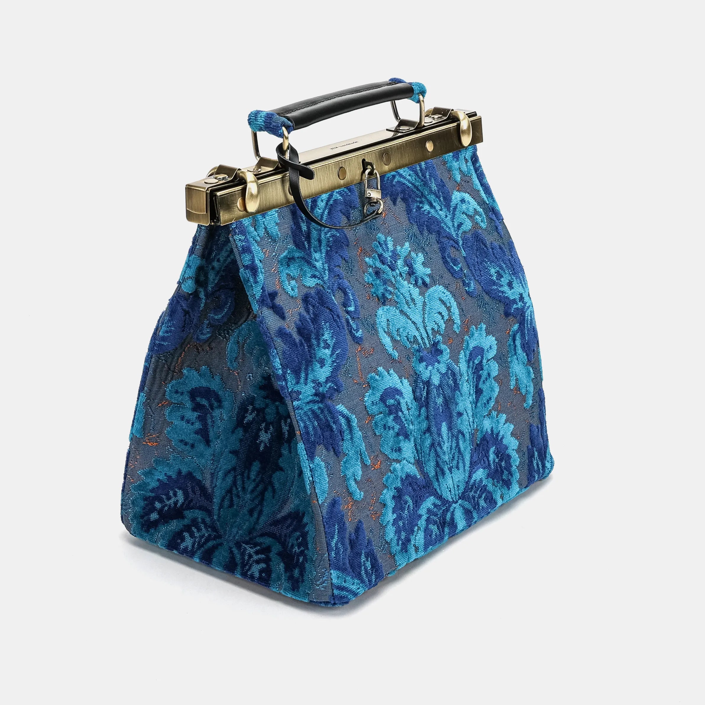 Burnout velvet Revival Aqua Cecile Carpet Purse Gladstone Bag of America side
