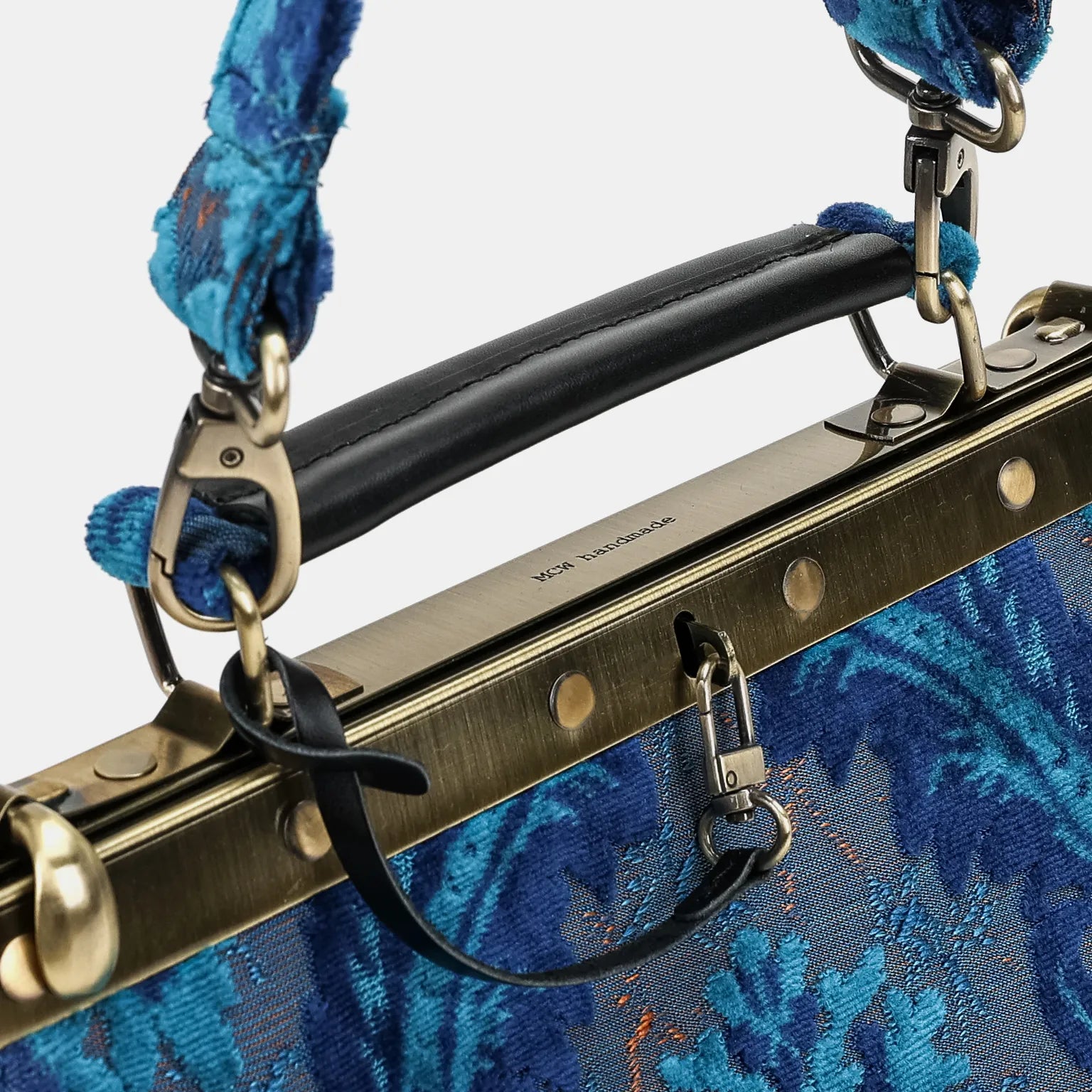 Burnout velvet Revival Aqua Cecile Carpet Purse Gladstone Bag of America handle