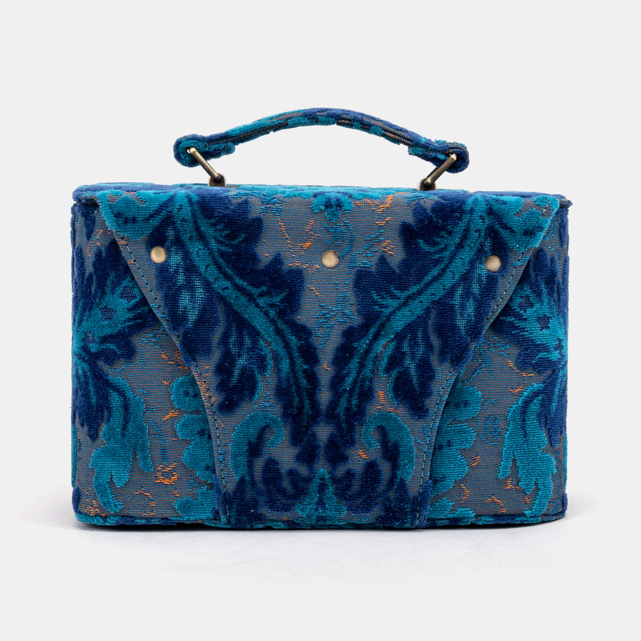 Burnout Velvet Revival Aqua Clara Medium Train Case Purse of America back