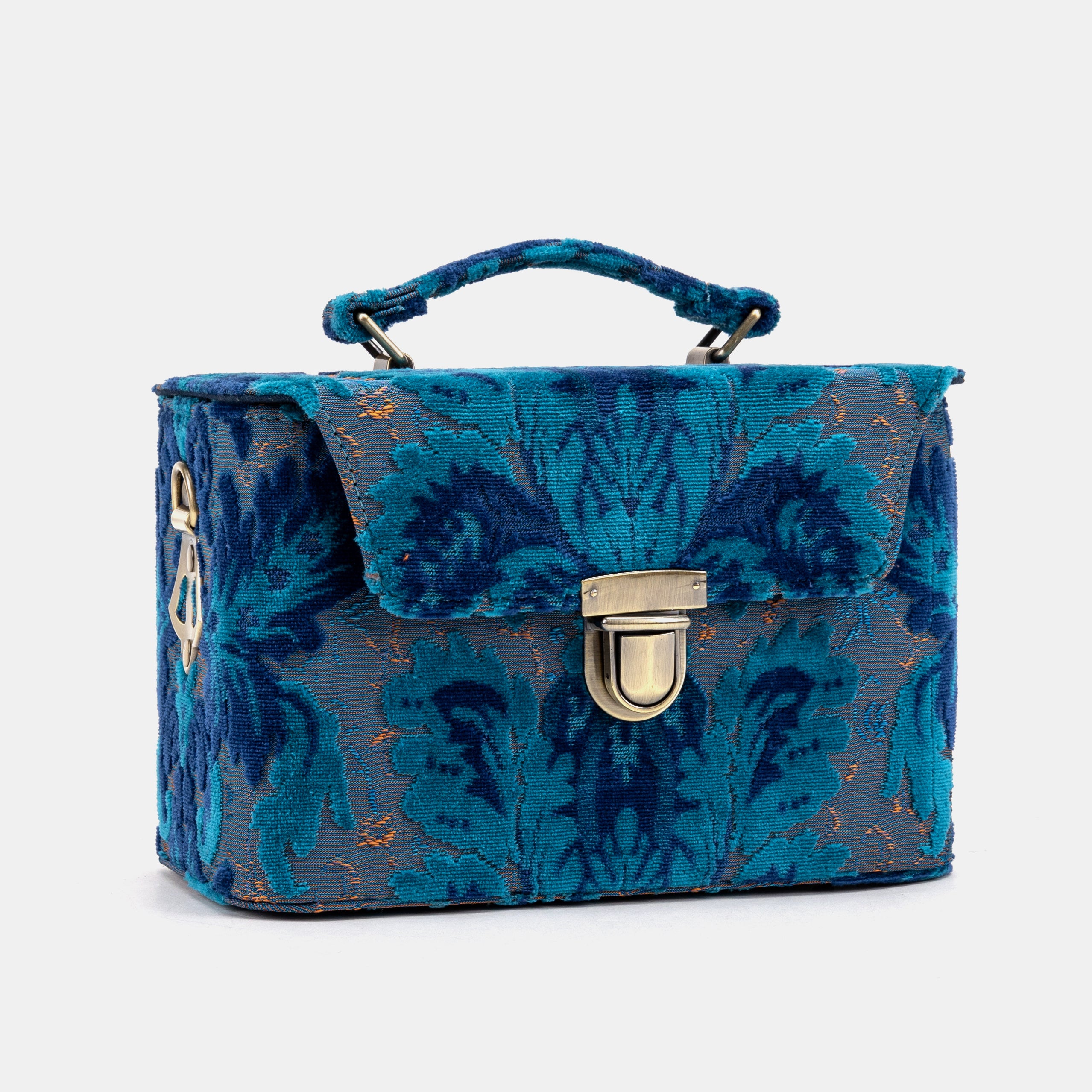 Burnout Velvet Revival Aqua Clara Medium Train Case Purse of America front
