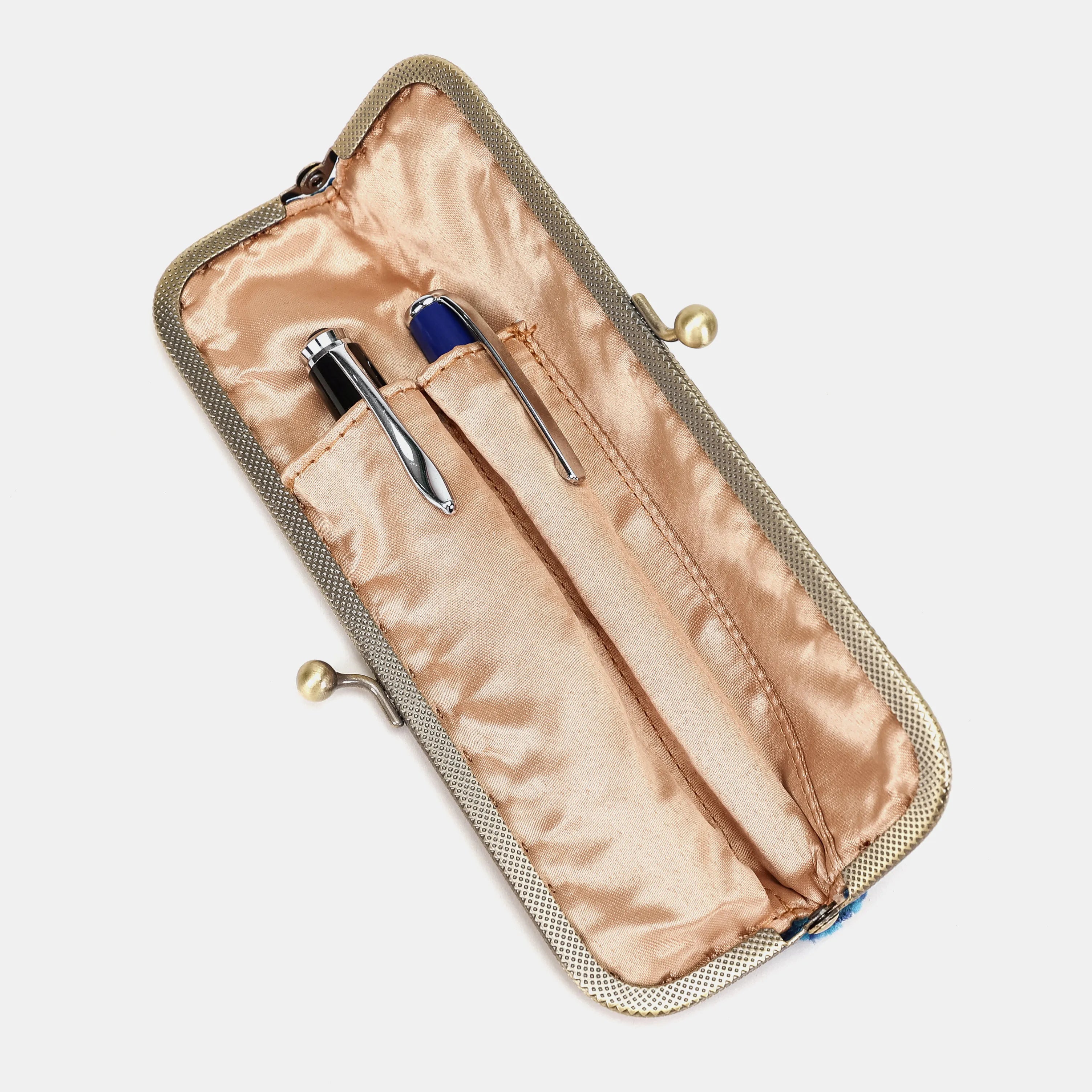 Revival Aqua Duo Pen Case Carpetbag of America inside
