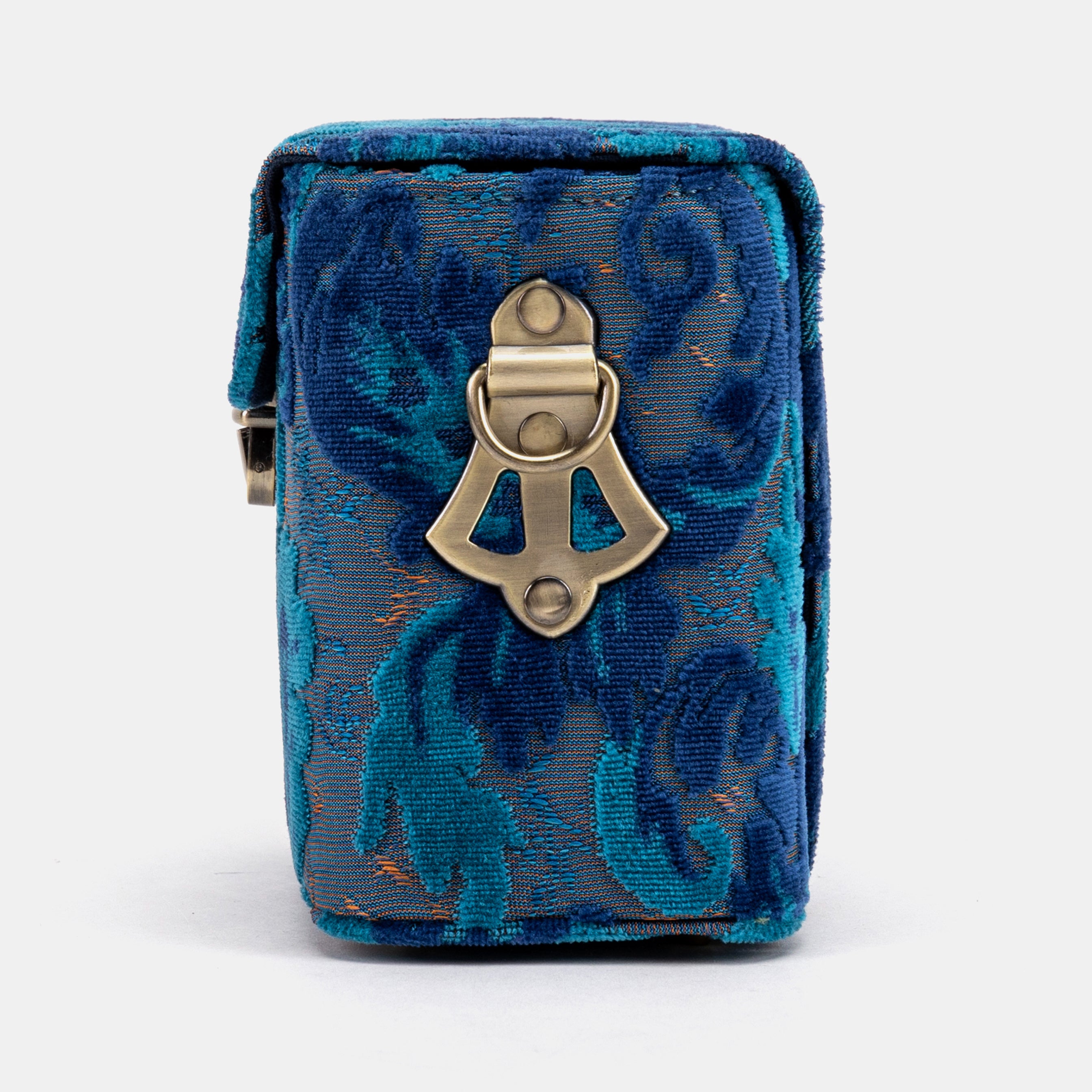 Burnout Velvet Revival Aqua Emma Small Train Case Crossbody of America side