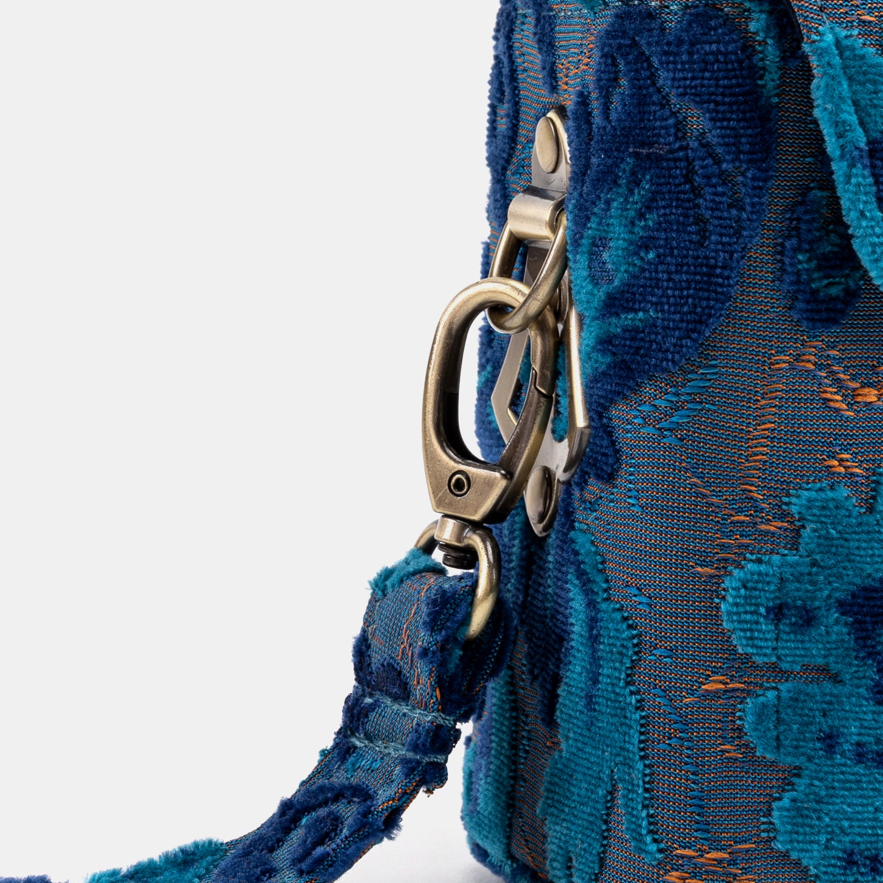 Burnout Velvet Revival Aqua Emma Small Train Case Crossbody of America clasp