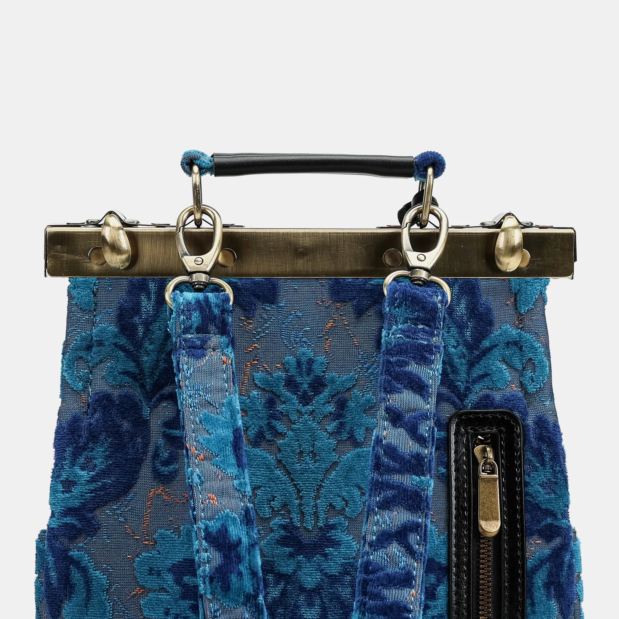 Burnout velvet Revival Aqua Helena Carpet Gladstone Backpack America back details