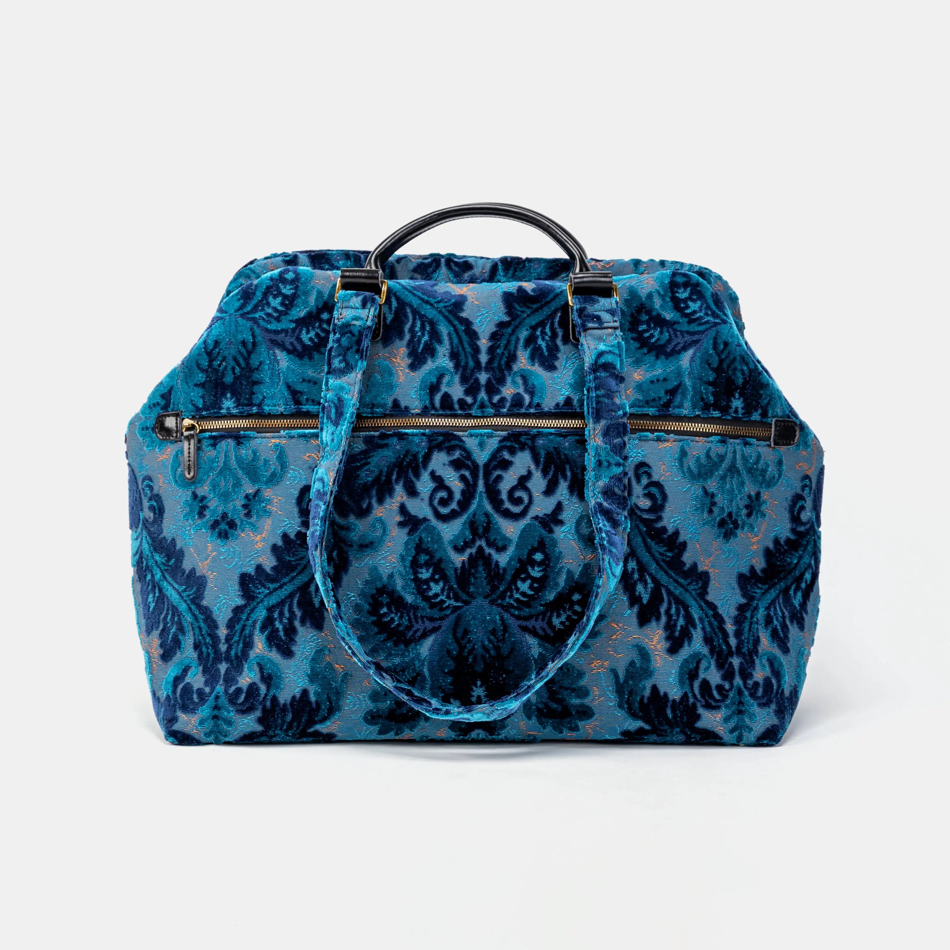 Burnout Velvet Revival Aqua Knitting Project Bag of America back
