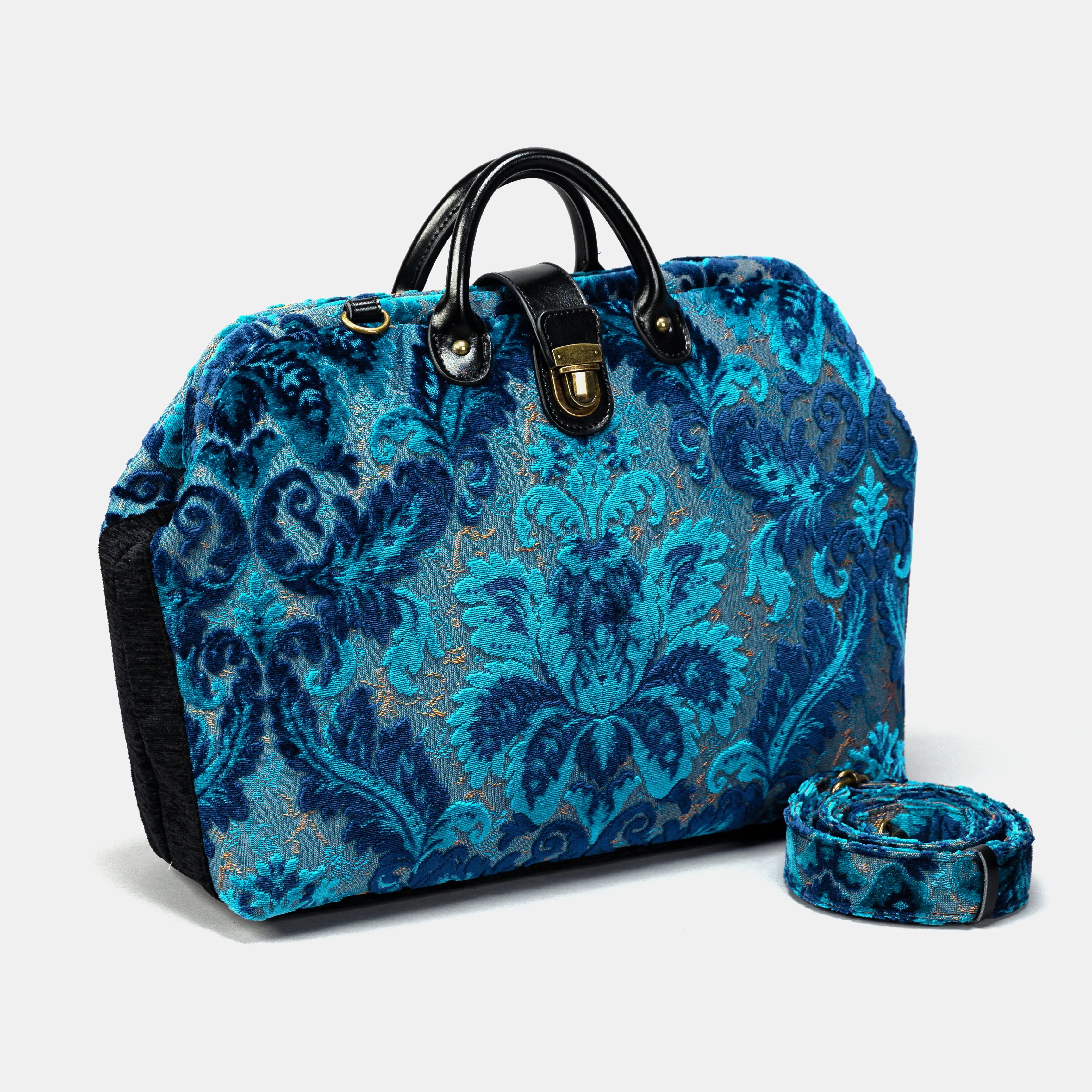 Burnout Velvet Revival Aqua Laptop Work Bag of America side