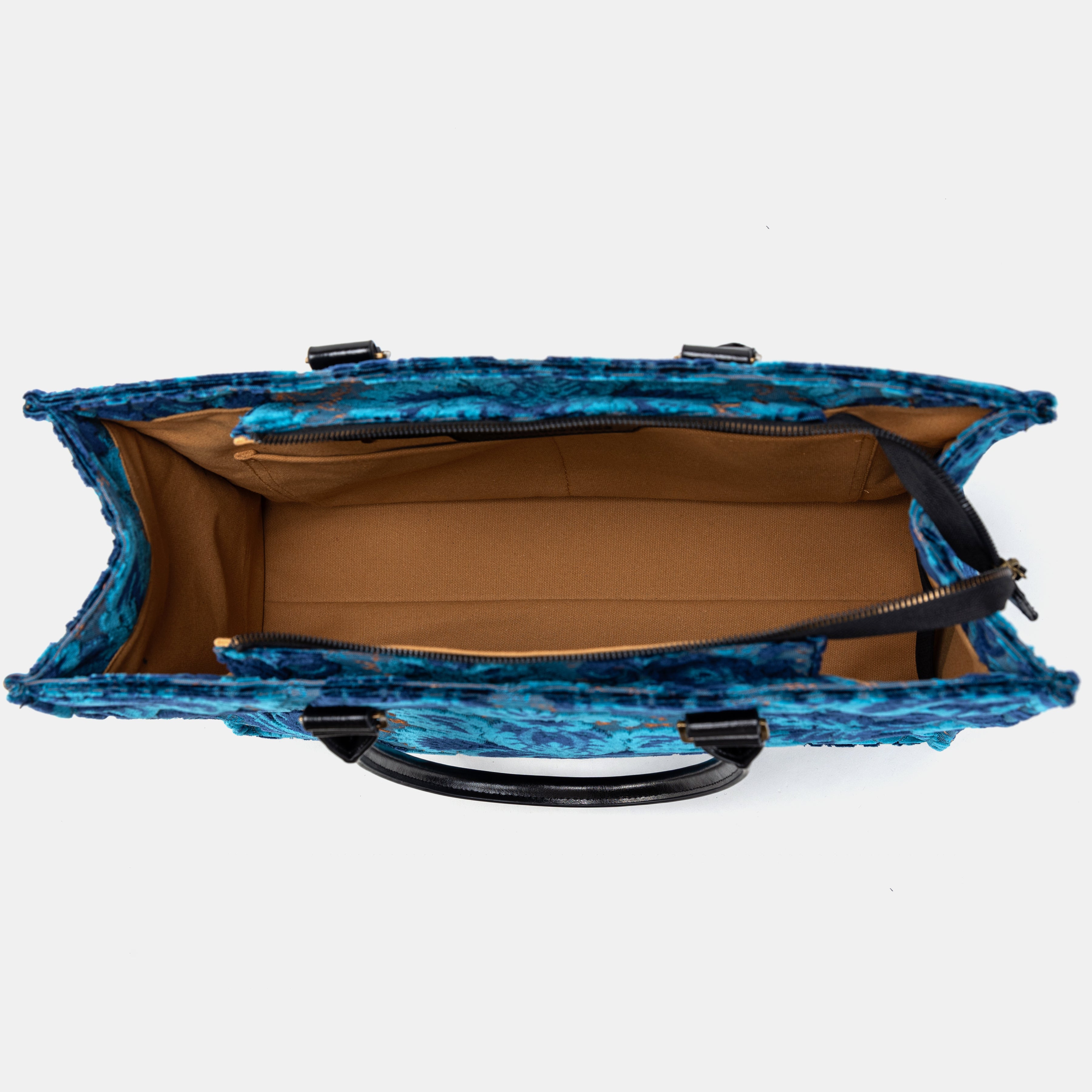 BURNOUT VELVET REVIVAL AQUA LAPTOP WORK TOTE of America INSIDE