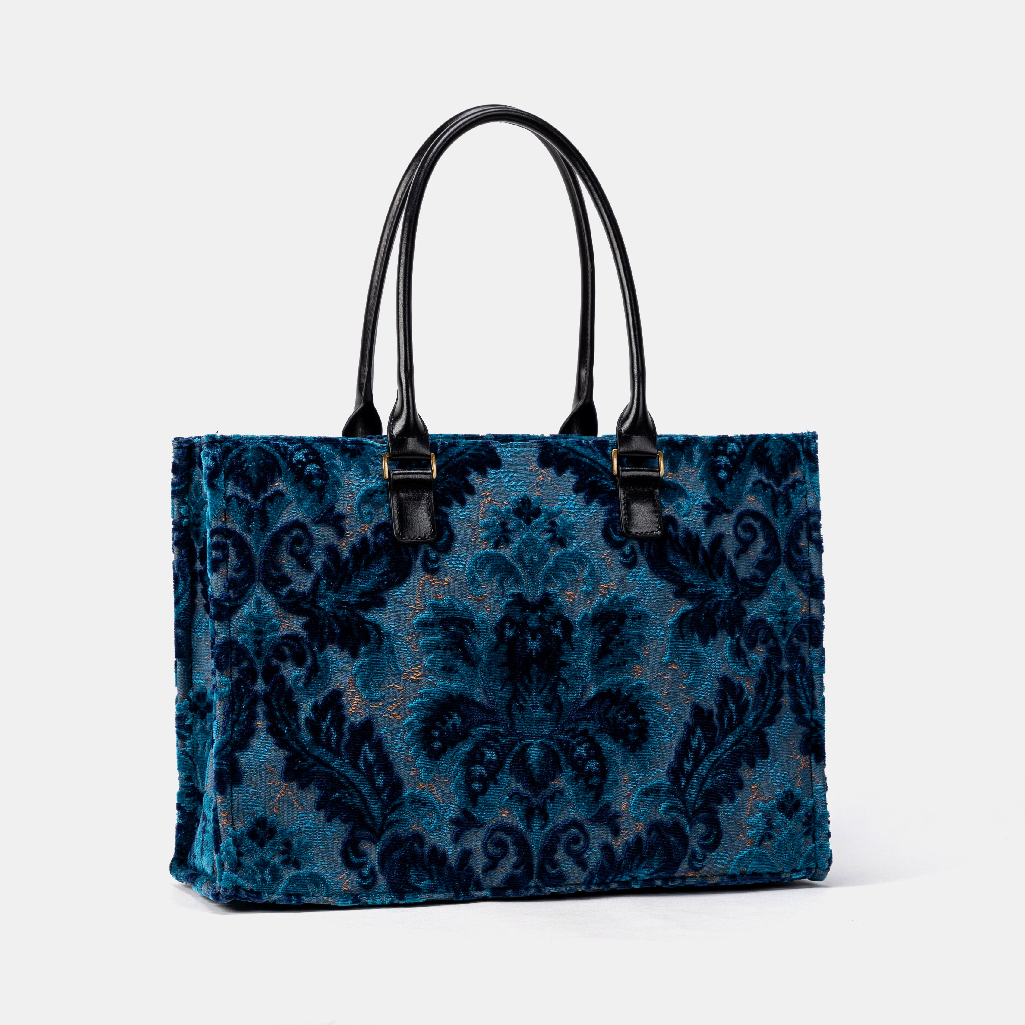 BURNOUT VELVET REVIVAL AQUA LAPTOP WORK TOTE of America SIDE