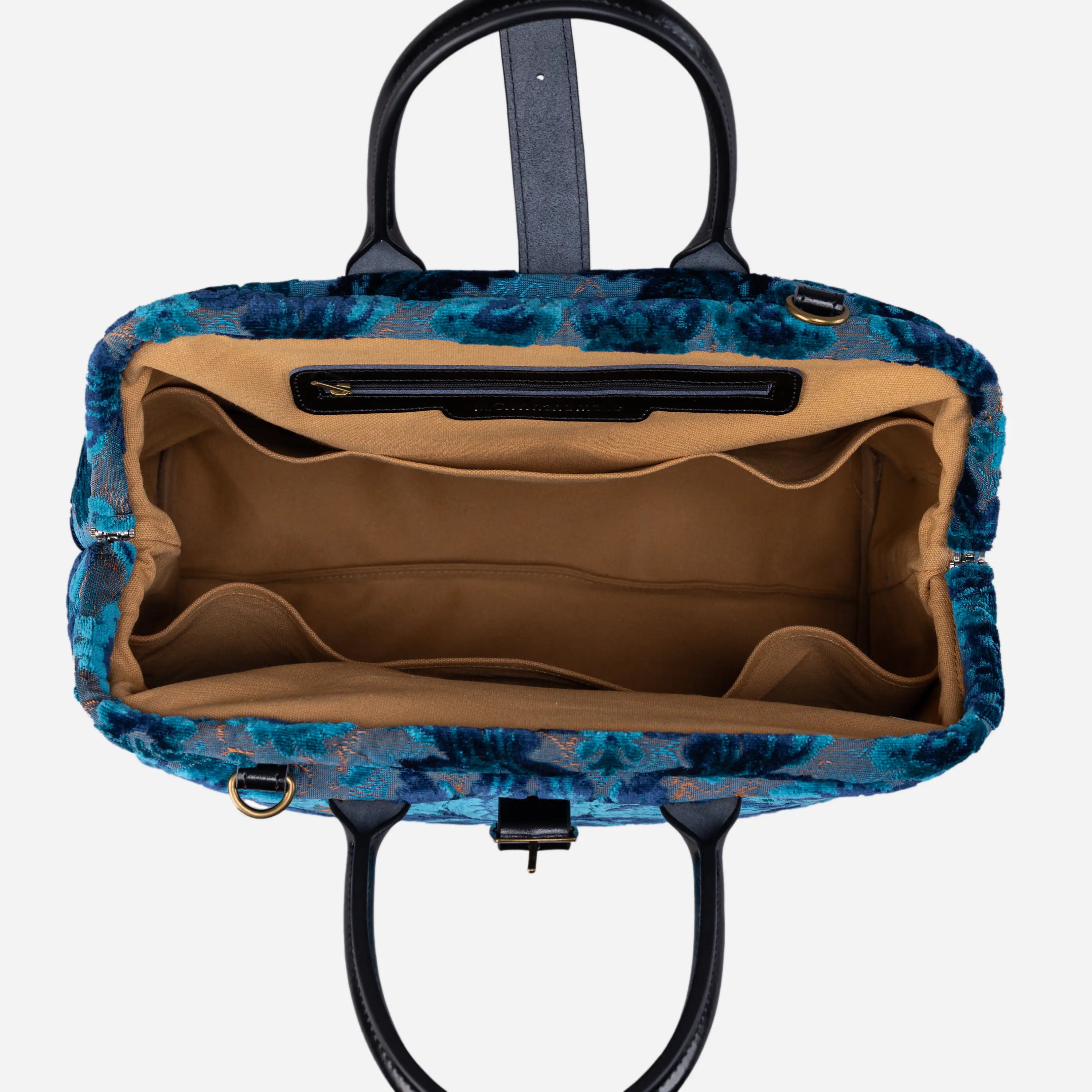 Burnout Velvet Revival Aqua Mary Poppins Weekender Carpetbag open