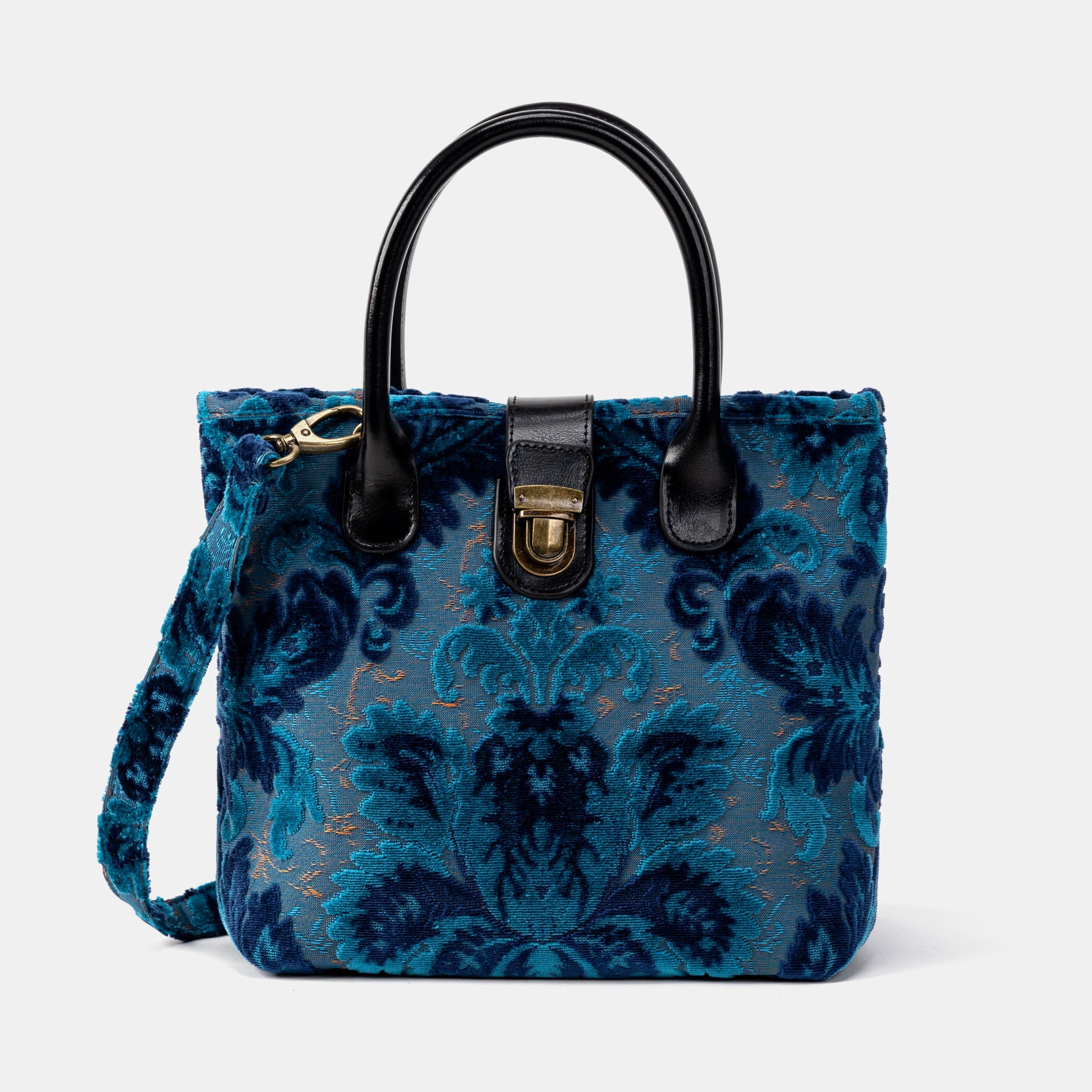 Burnout Velvet Revival Aqua Tuck Lock Carpet Satchel main