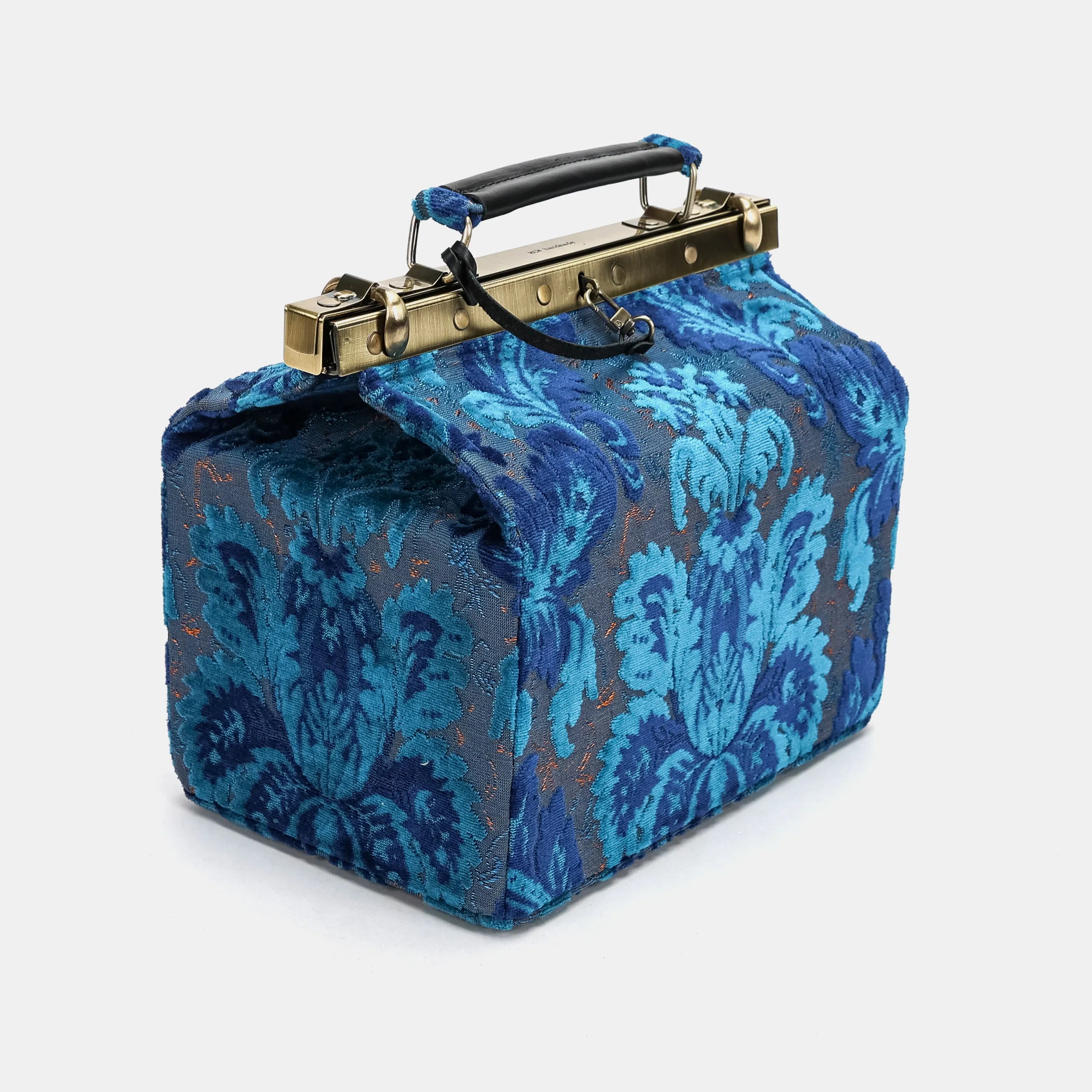Burnout velvet Revival Aqua Vivienne Carpet Purse Gladstone Bag of America side