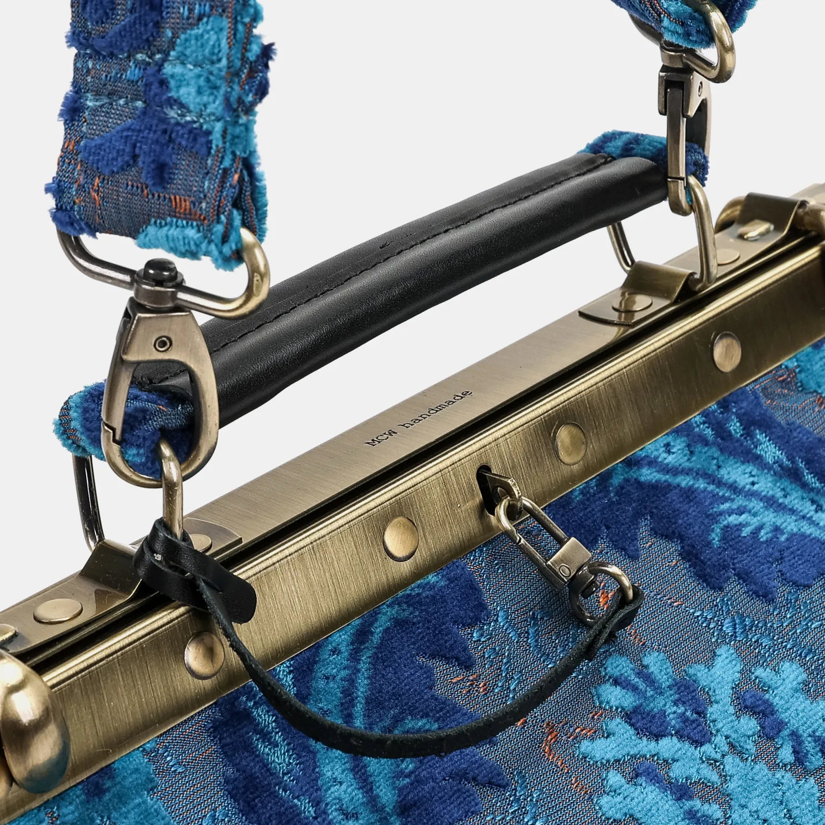 Burnout velvet Revival Aqua Vivienne Carpet Purse Gladstone Bag of America handle