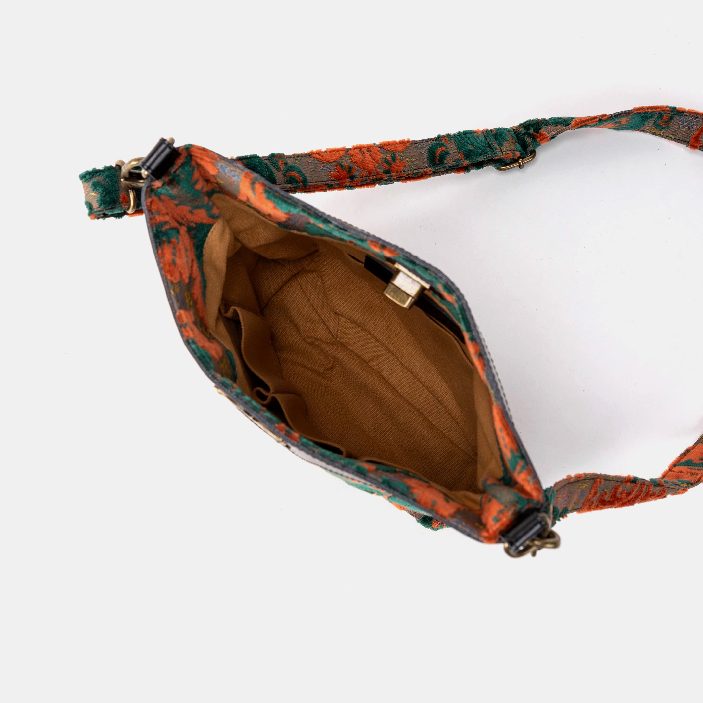 Burnout Velvet Revival Jade Butterfly Crossbody Bag of America inside