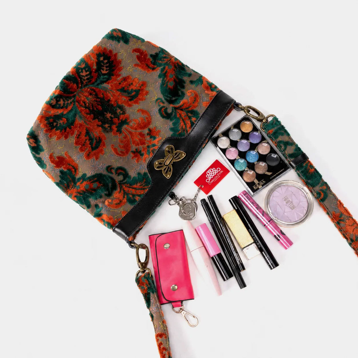 Burnout Velvet Revival Jade Butterfly Crossbody Bag of America capacity