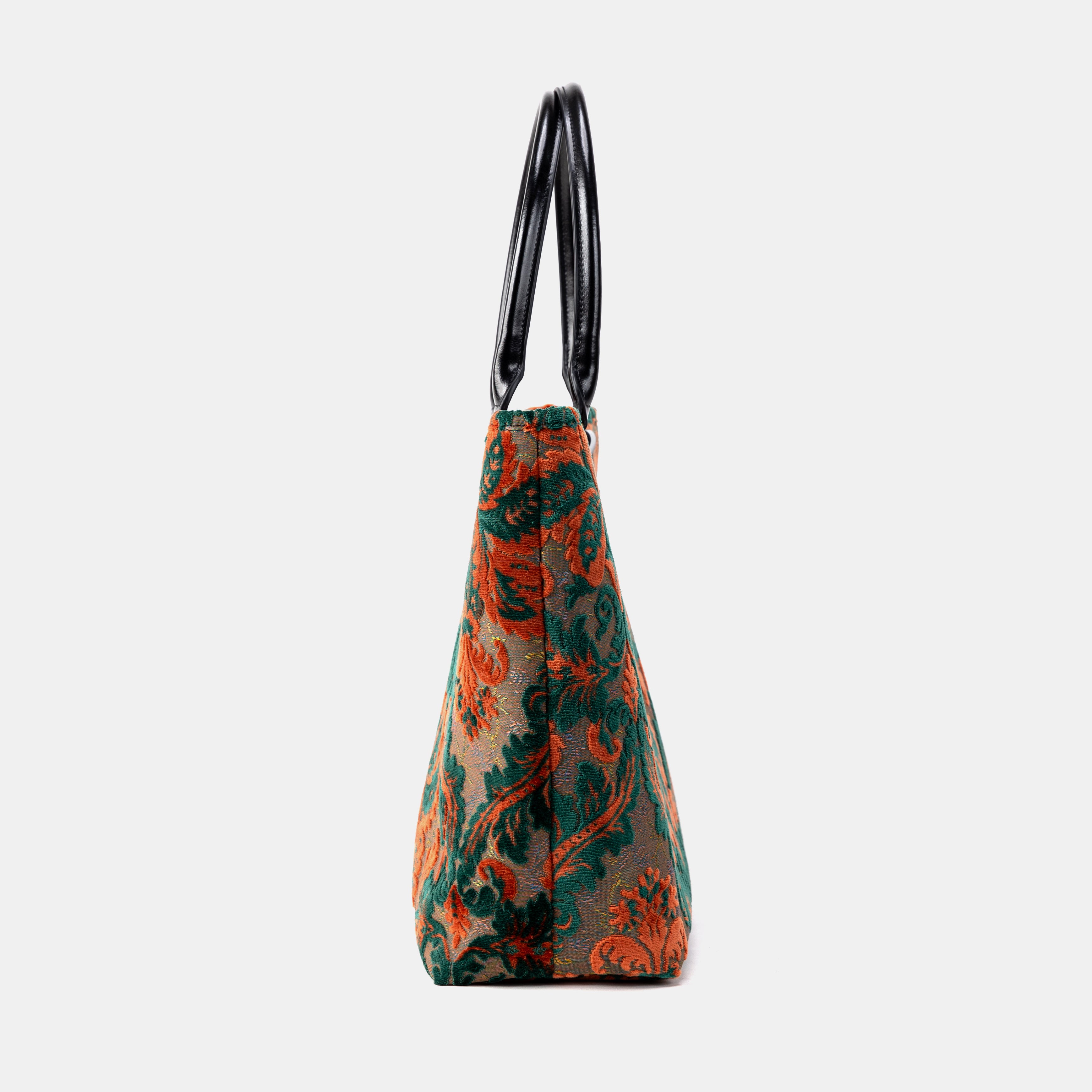 Burnout Velvet Revival Jade Carpet Tote Shopper of America side