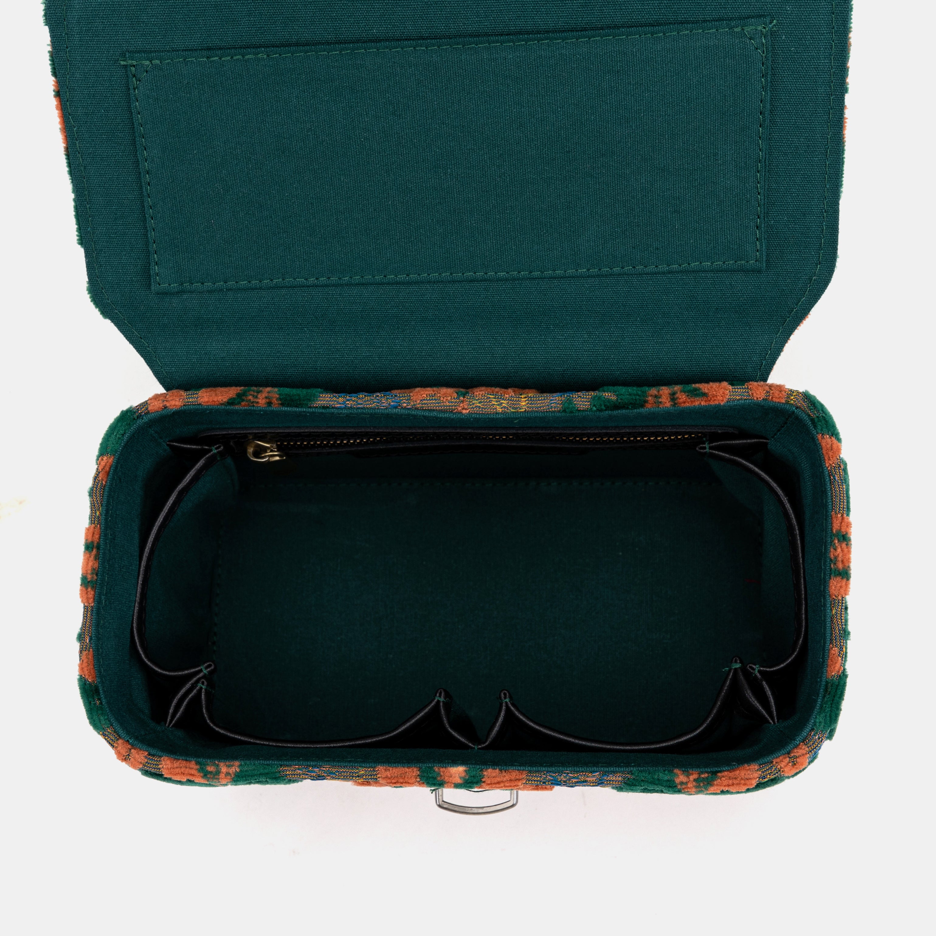 Burnout Velvet Revival Jade Clara Medium Train Case Purse of America inside